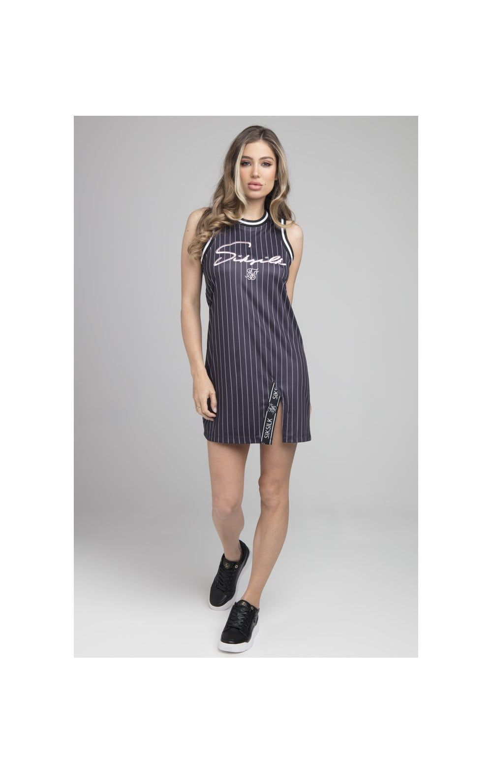 SikSilk Baseball Stripe Slit Dress - Black & White sold by Siksilk product image thumbnail 5