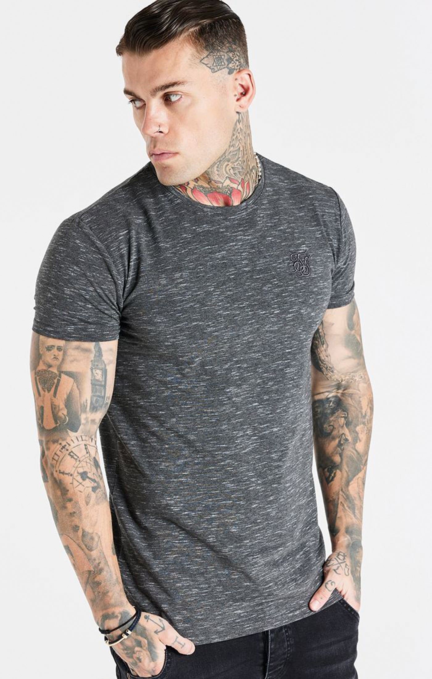Black Muscle Fit T-Shirt sold by Siksilk