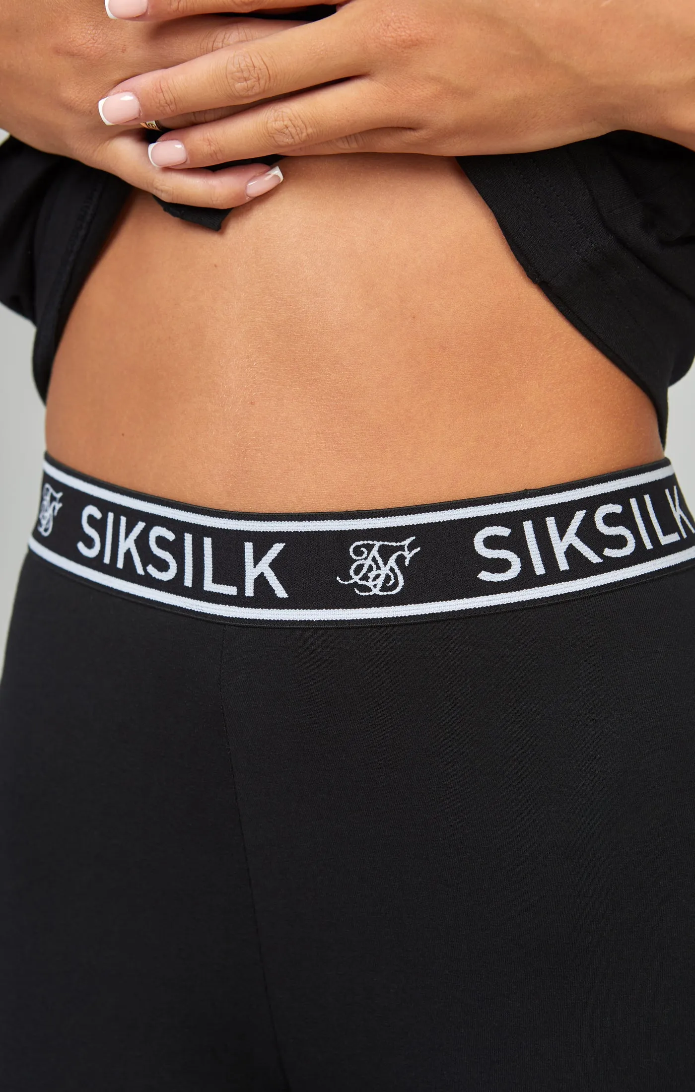 Black Essential Tape Cycle Shorts sold by Siksilk product image thumbnail 4