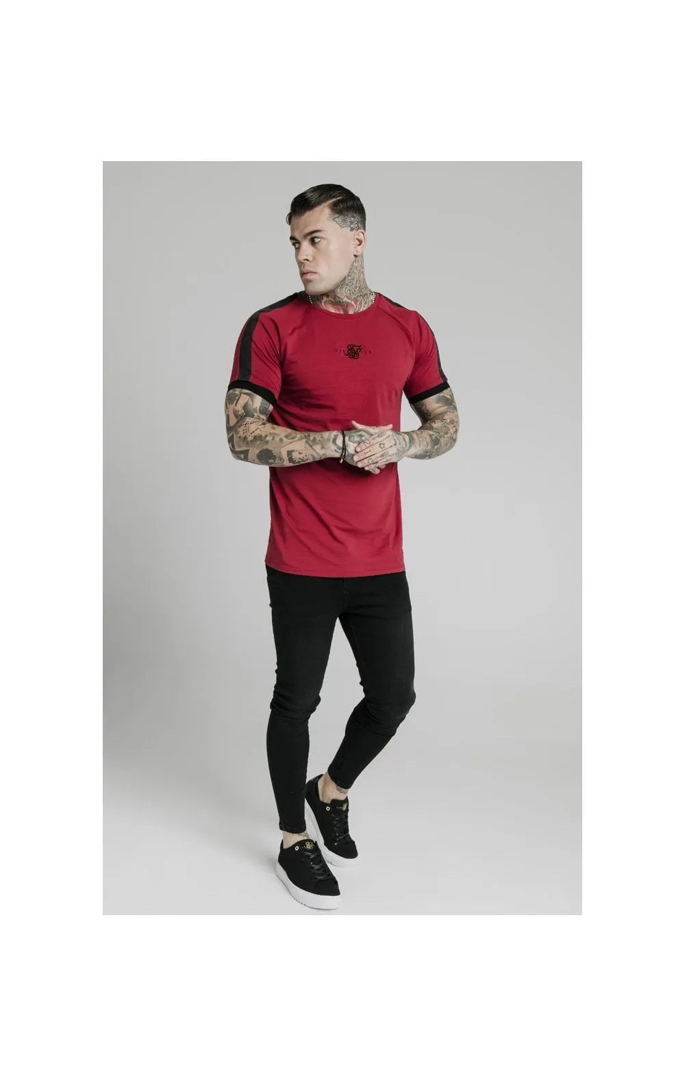 SikSilk S/S Raglan Tape Gym Tee - Red sold by Siksilk