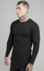 Black Long Sleeve Rib Collar Muscle Fit T-Shirt sold by Siksilk