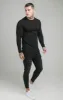 Black Long Sleeve Rib Collar Muscle Fit T-Shirt sold by Siksilk