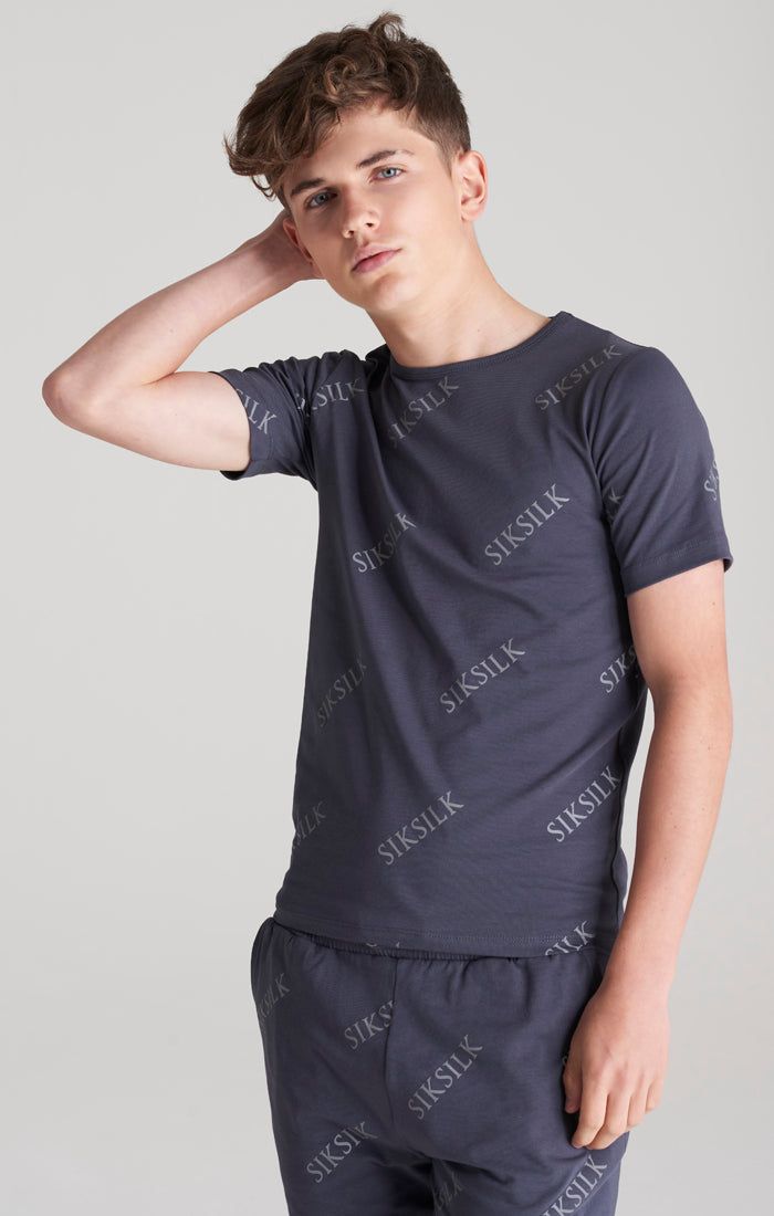 Boys Grey Monogram Printed T-Shirt sold by Siksilk