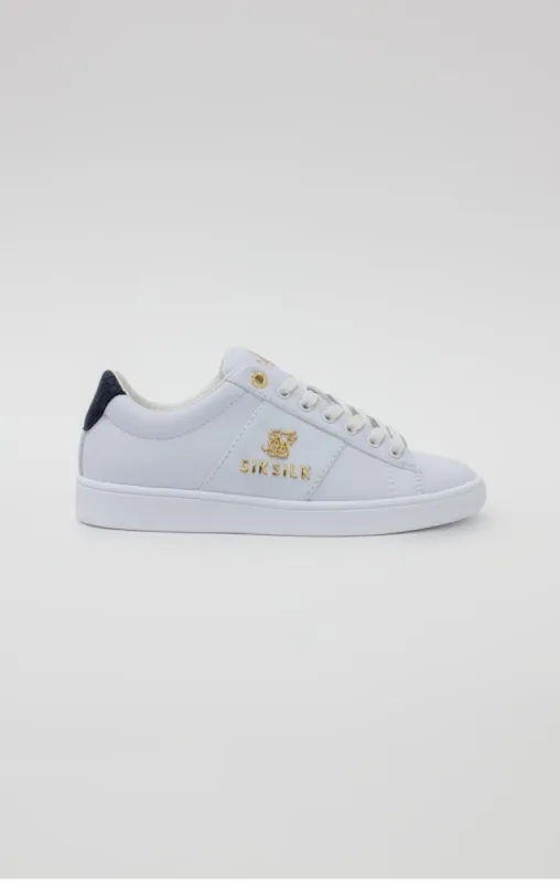 White Juniors Low-Top Classic Trainer With Metal Logo sold by Siksilk