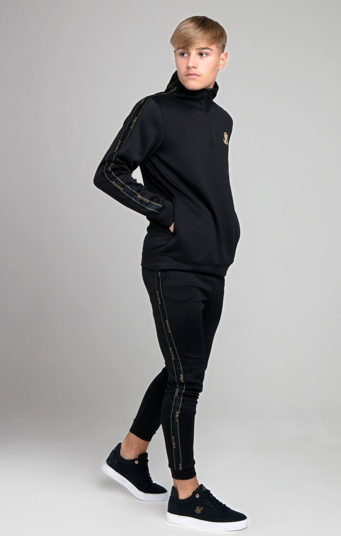 Boys Illusive Black Taped 1/4 Zip Hoodie sold by Siksilk product image thumbnail 2