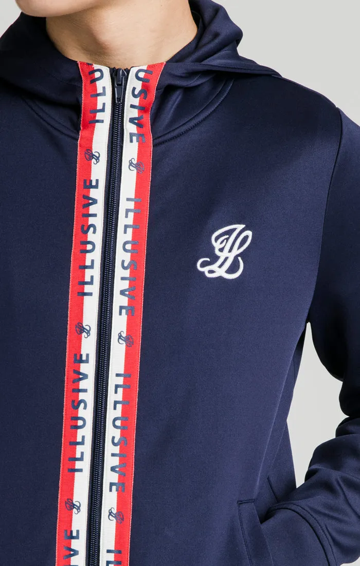 Illusive London Central Tape Zip Through Hoodie - Navy sold by Siksilk product image thumbnail 2