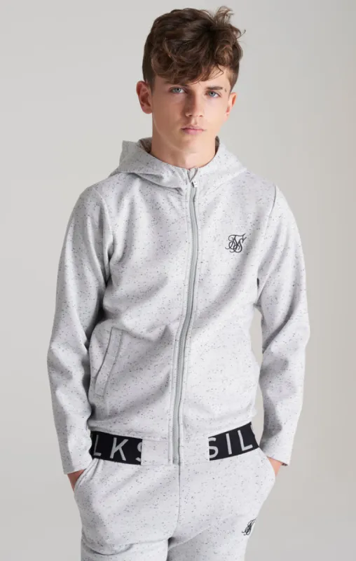 Boys Grey Neps Zip Thru Hoodie sold by Siksilk