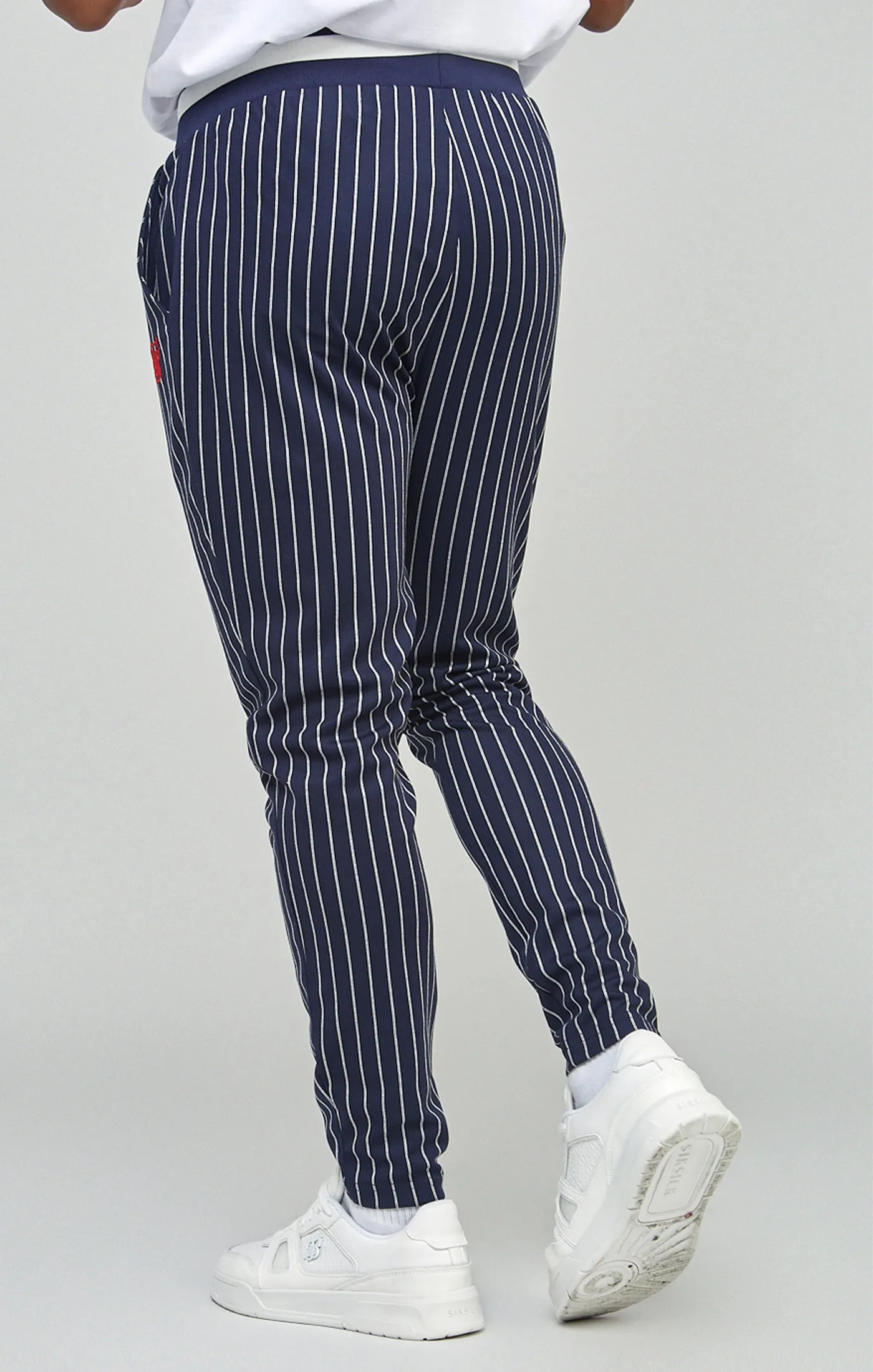 Navy Pinstipe Elasticated Waist Pant sold by Siksilk product image thumbnail 4