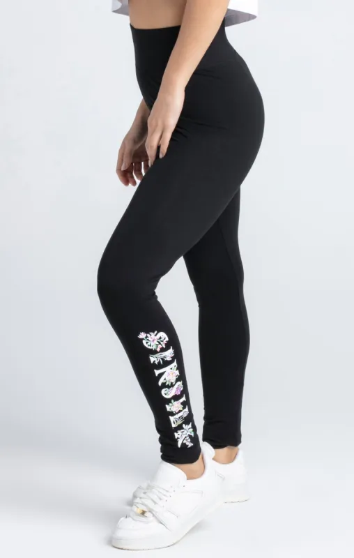 Black Floral Legging sold by Siksilk