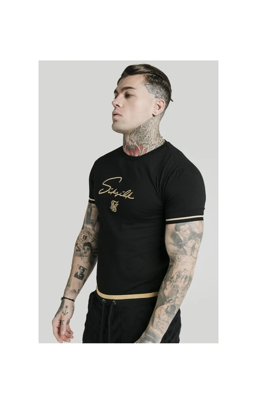 SikSilk Signature Tee - Black & Gold sold by Siksilk