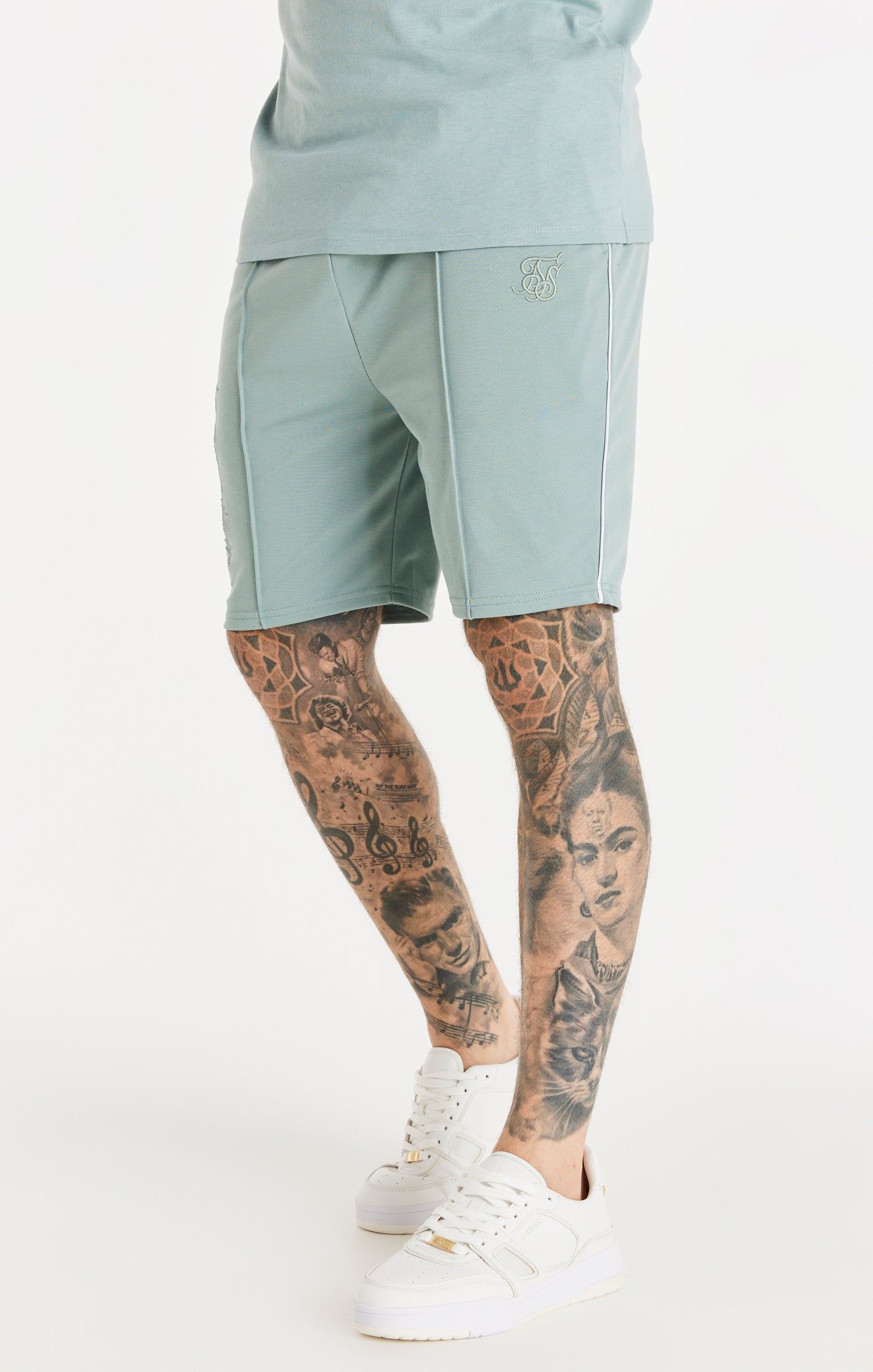 SikSilk Script Pleated Shorts - Teal sold by Siksilk