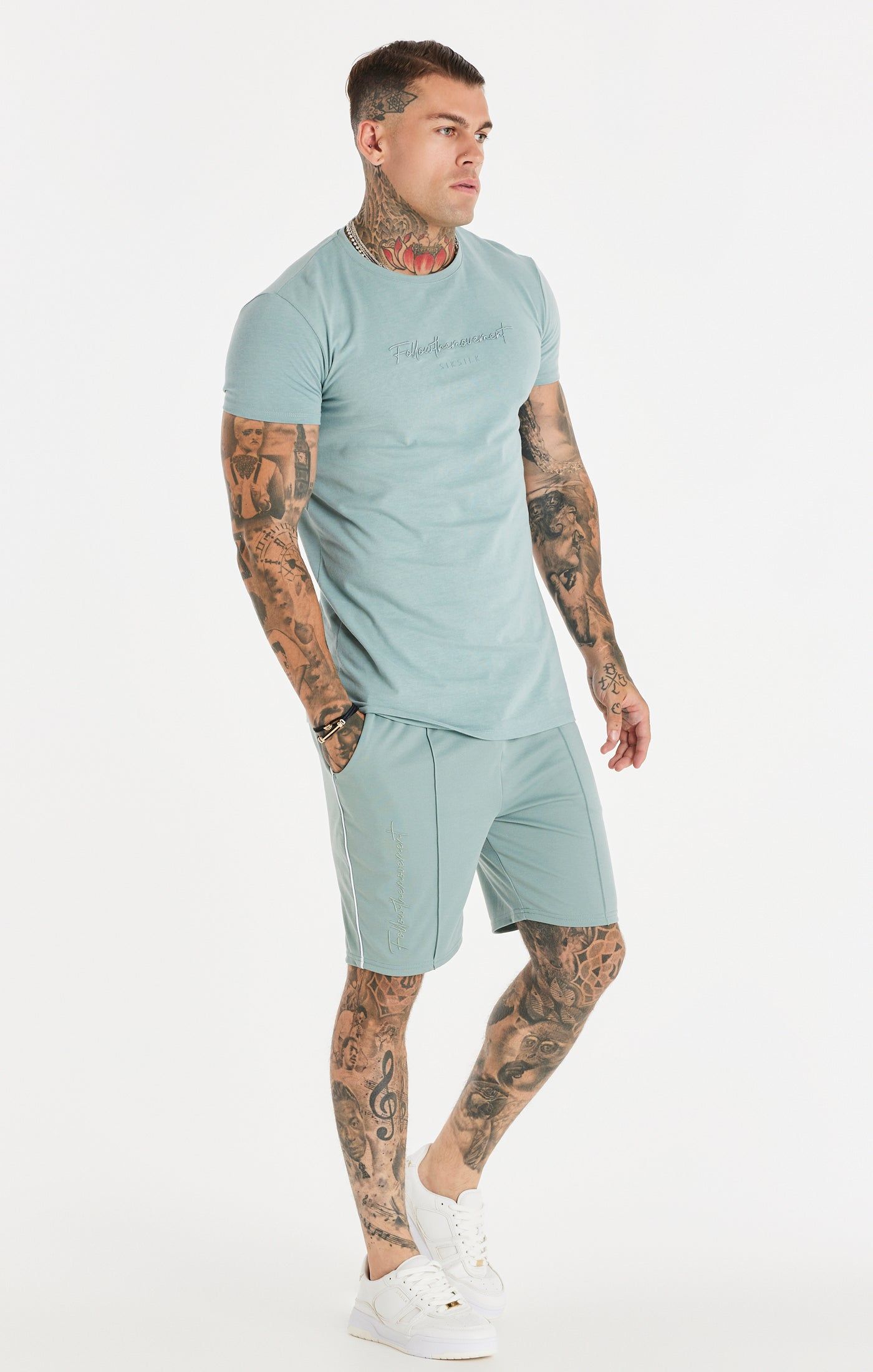 SikSilk Script Pleated Shorts - Teal sold by Siksilk product image thumbnail 4