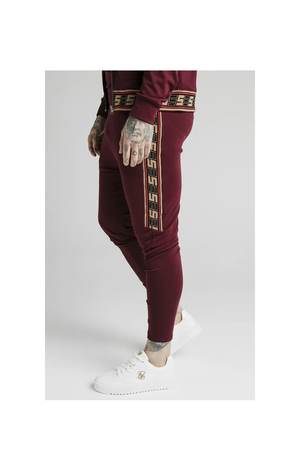 SikSilk Retro Jacquard Athlete Pants - Burgundy sold by Siksilk product image thumbnail 3