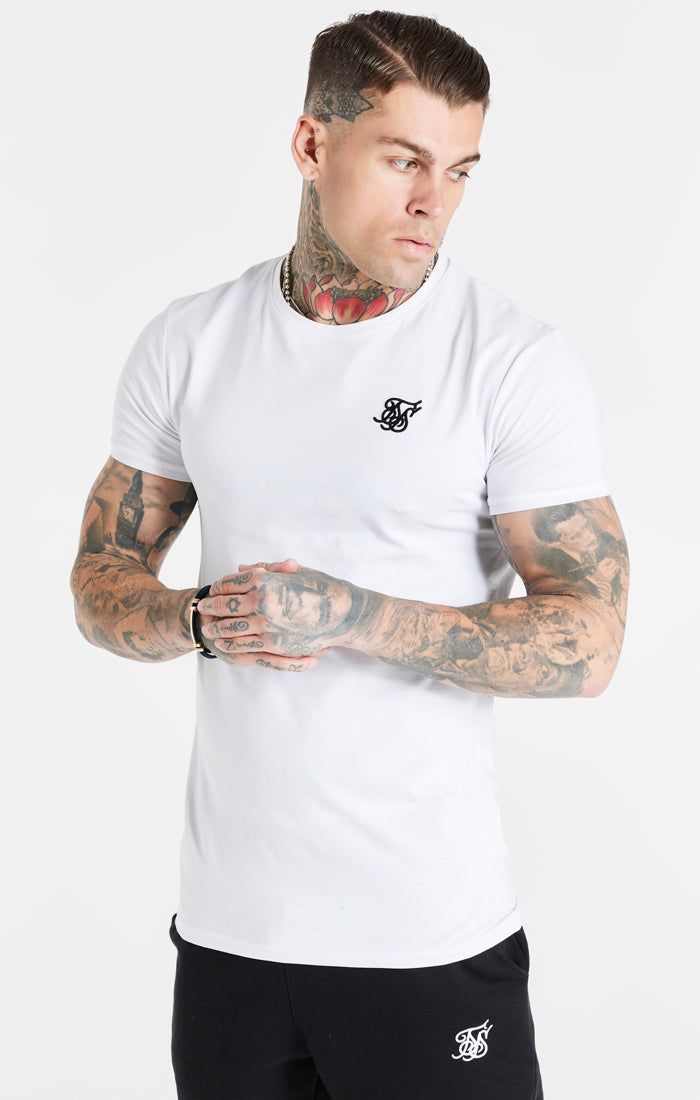 White Essential Muscle Fit T-Shirt sold by Siksilk