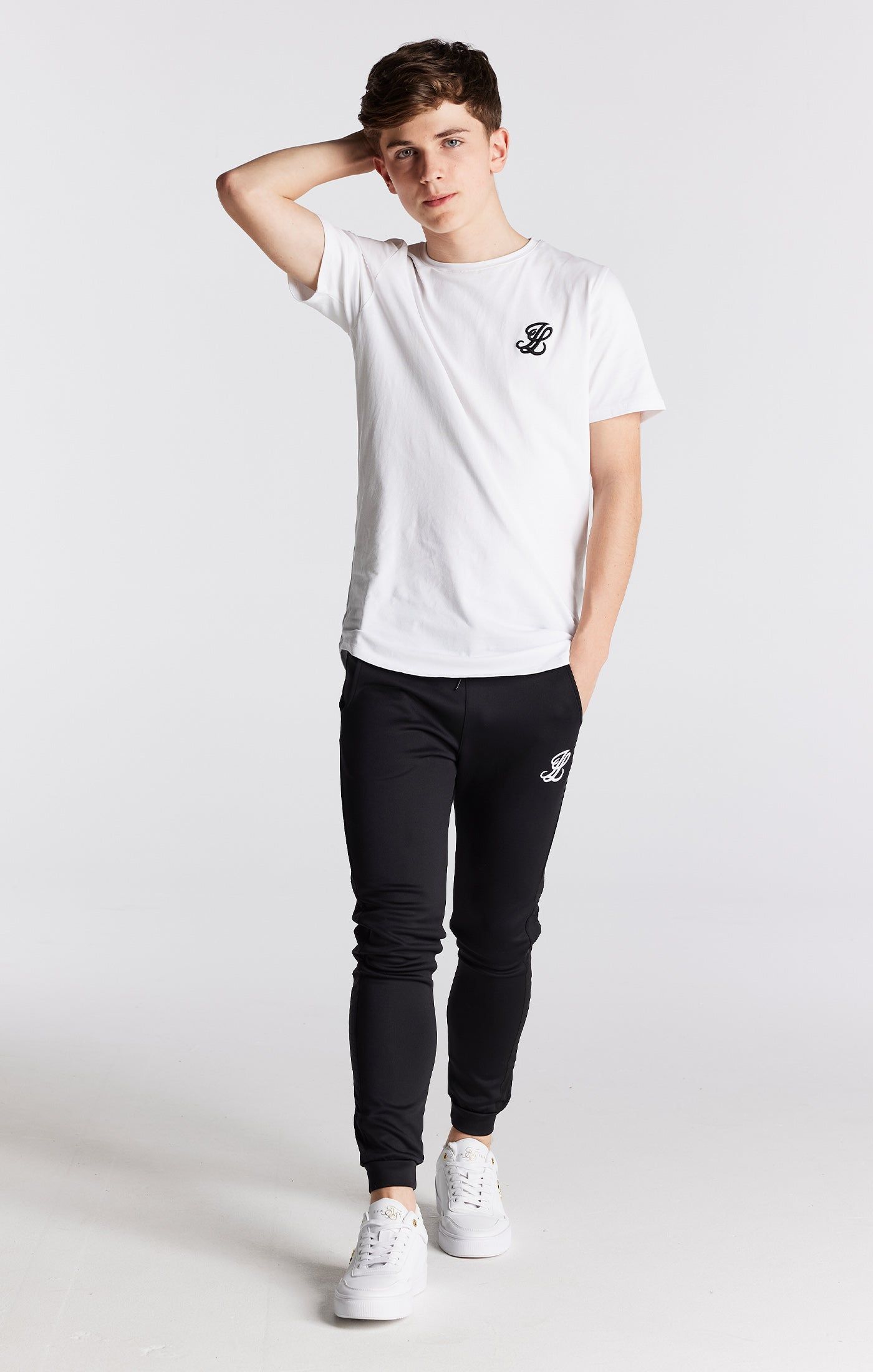 Boys Illusive Black Panelled Jogger sold by Siksilk