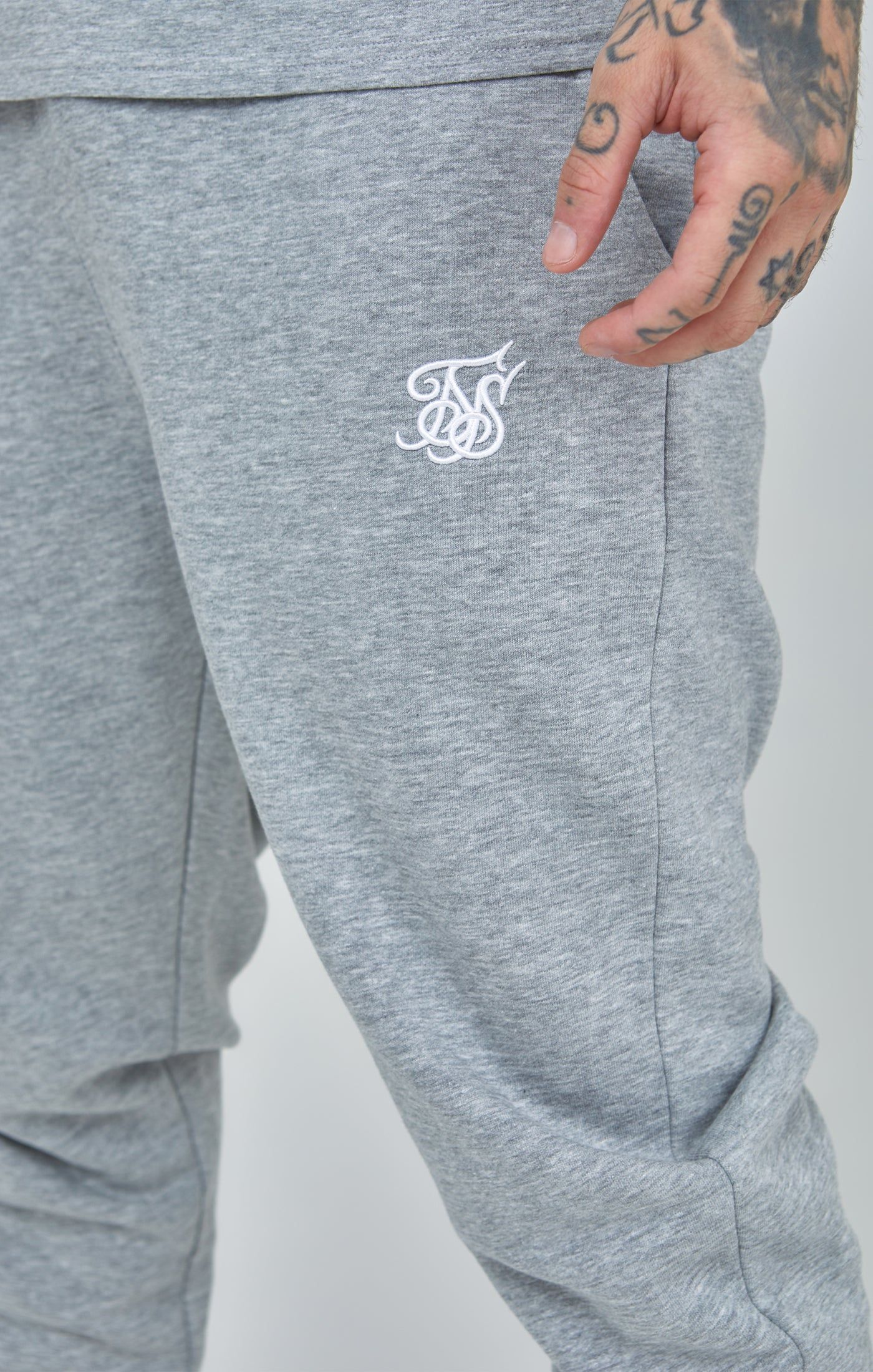 Grey Marl Essential Cuffed Joggers sold by Siksilk product image thumbnail 6