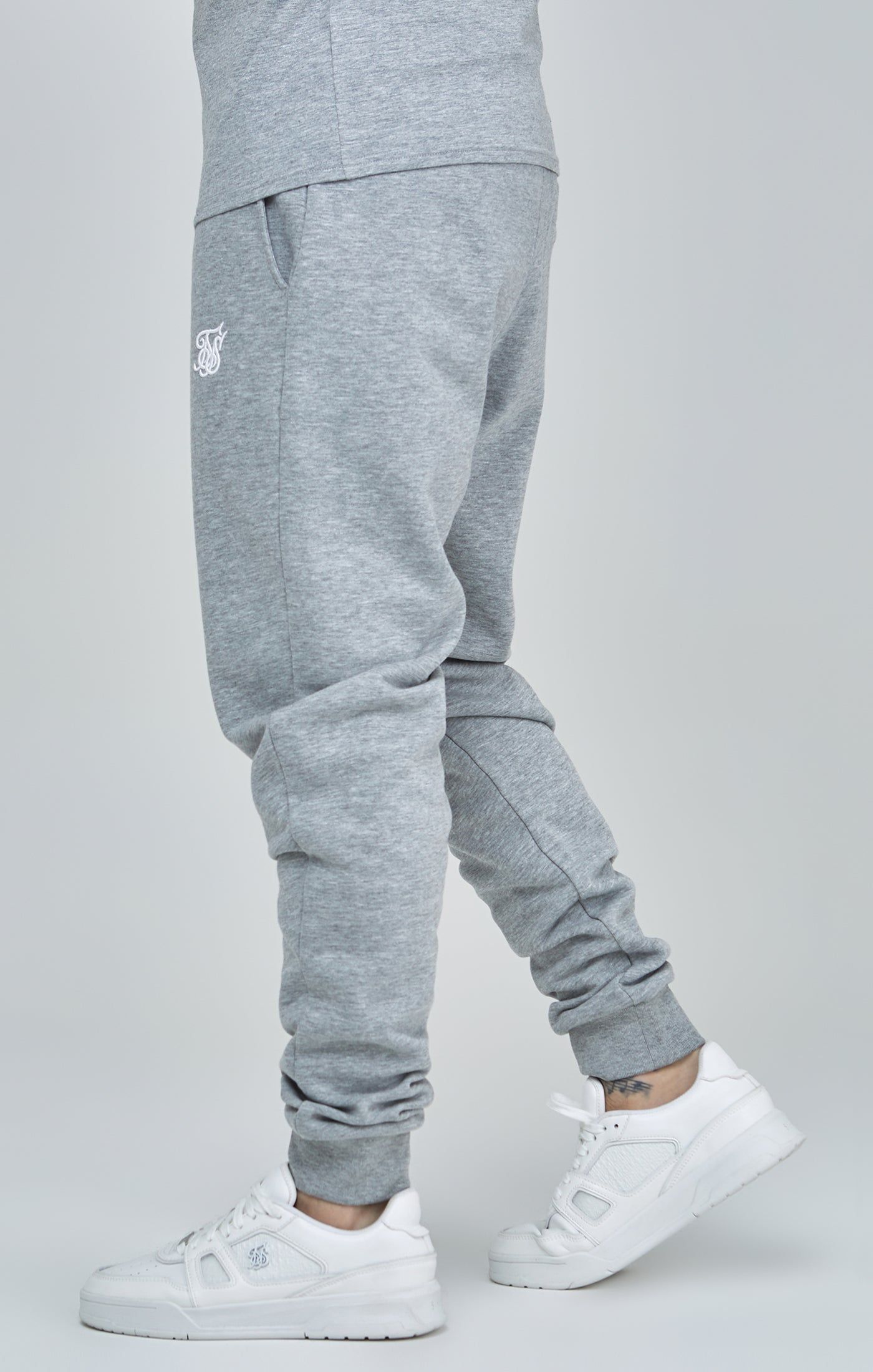 Grey Marl Essential Cuffed Joggers sold by Siksilk product image thumbnail 3