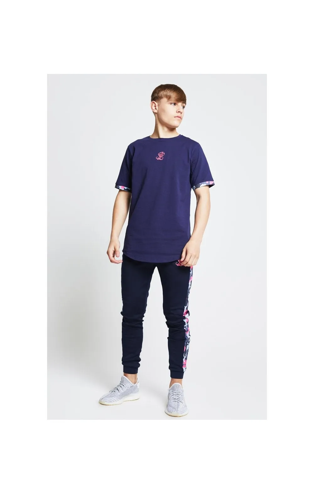 Illusive London Contrast Cuff Tee – Navy & Neon Pink Camo sold by Siksilk product image thumbnail 4