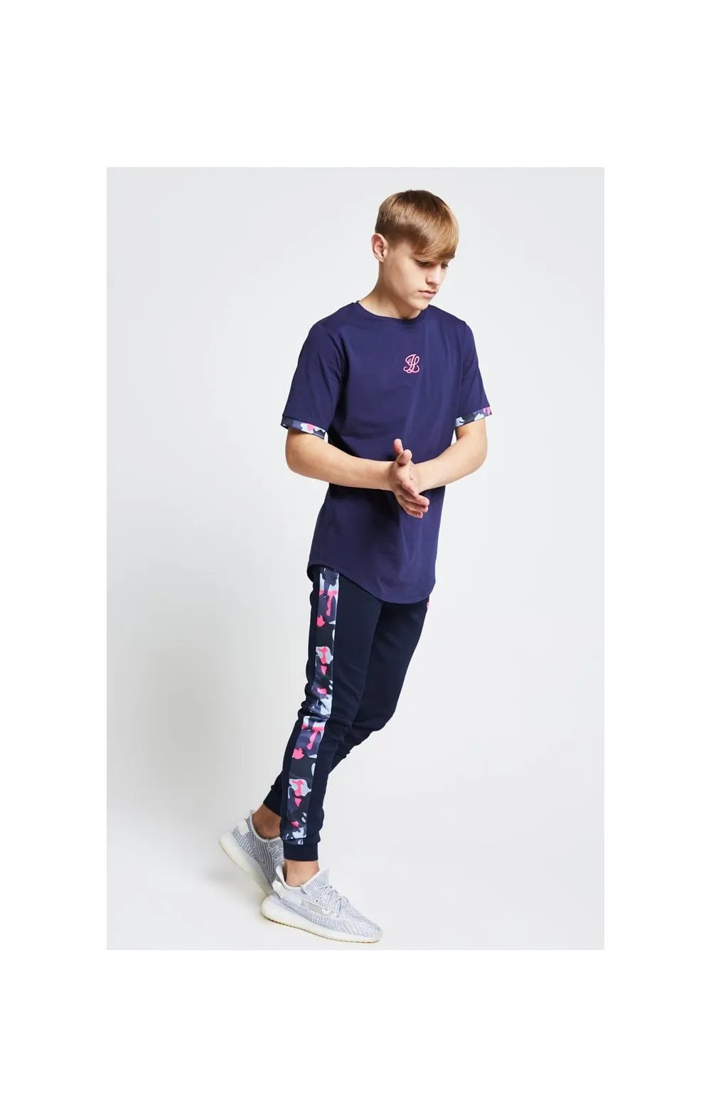 Illusive London Contrast Cuff Tee – Navy & Neon Pink Camo sold by Siksilk product image thumbnail 5