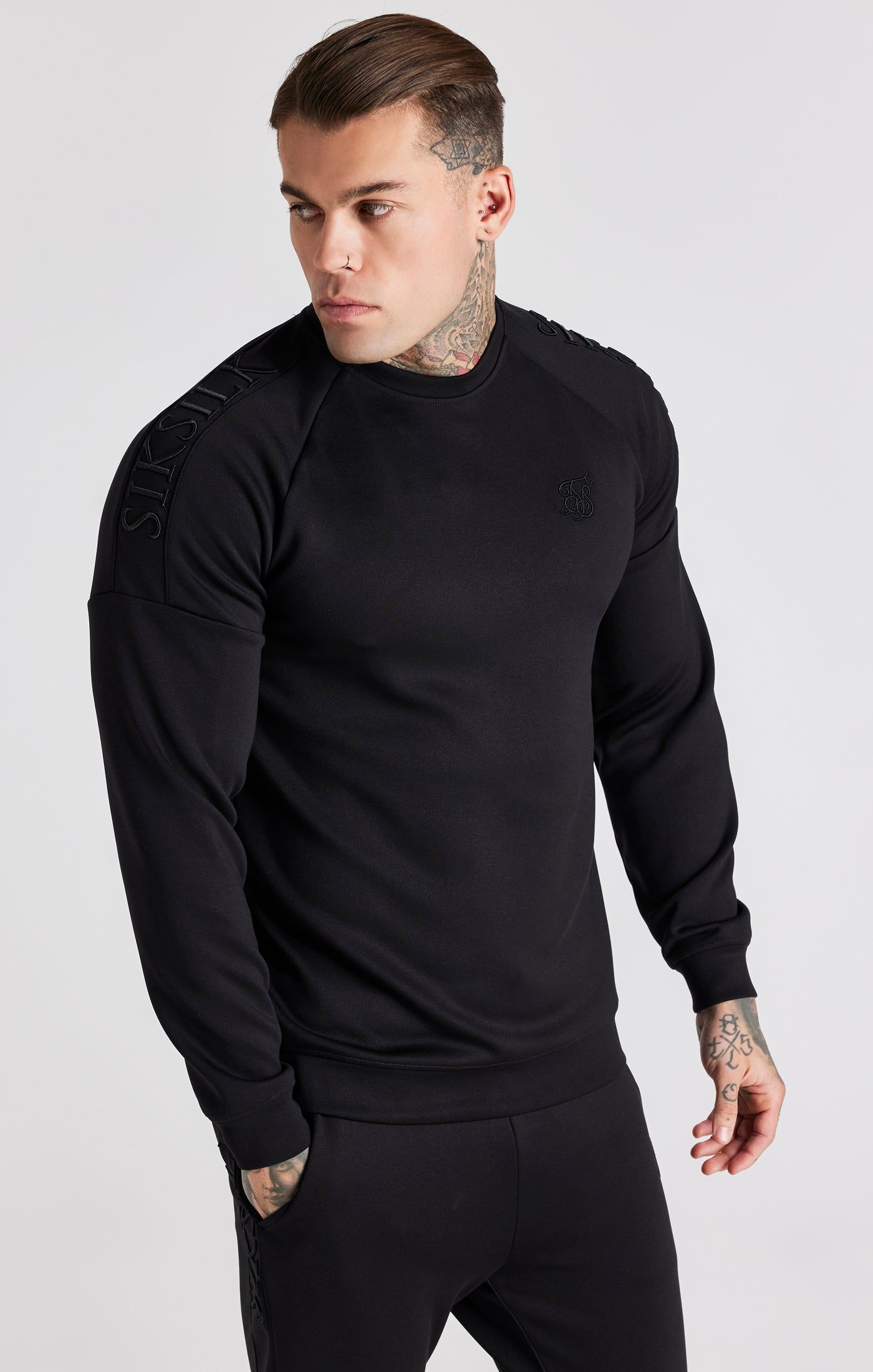 Black Panel Sweatshirt sold by Siksilk