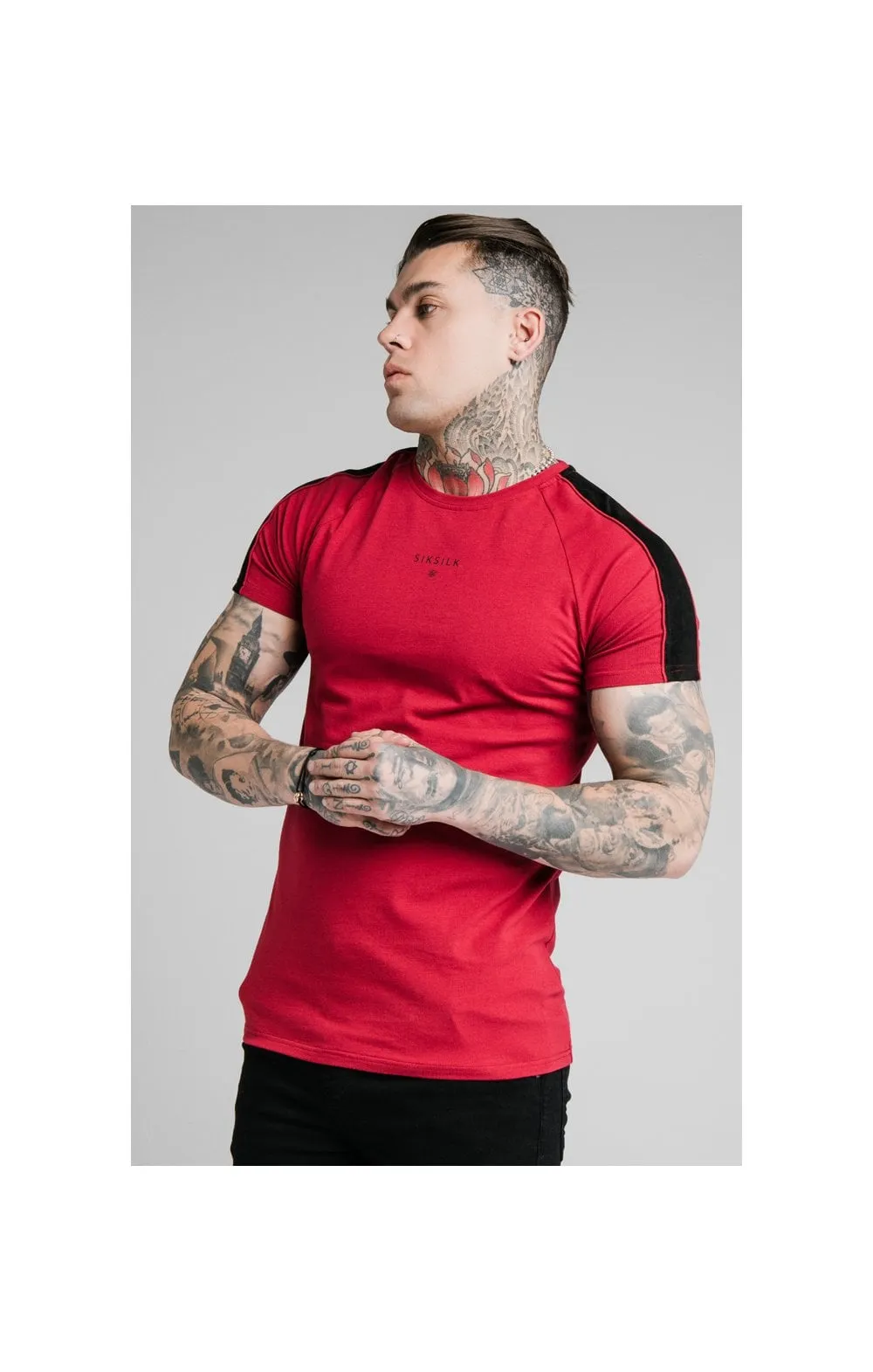 SikSilk Imperial Raglan Gym Tee - Dark Red sold by Siksilk