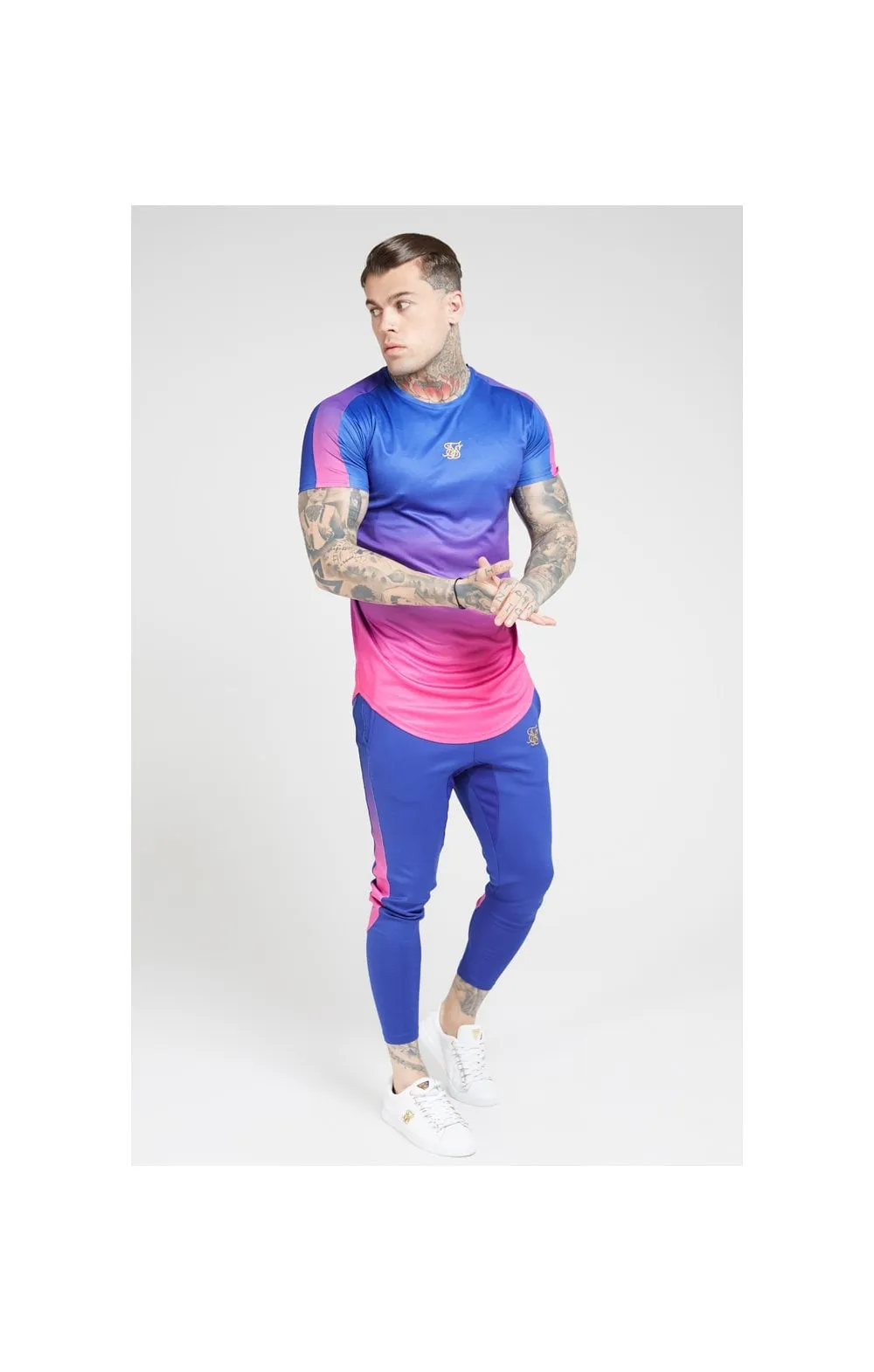 SikSilk S/S Marl Fade Panel Tech Tee – Neon Blue sold by Siksilk product image thumbnail 4