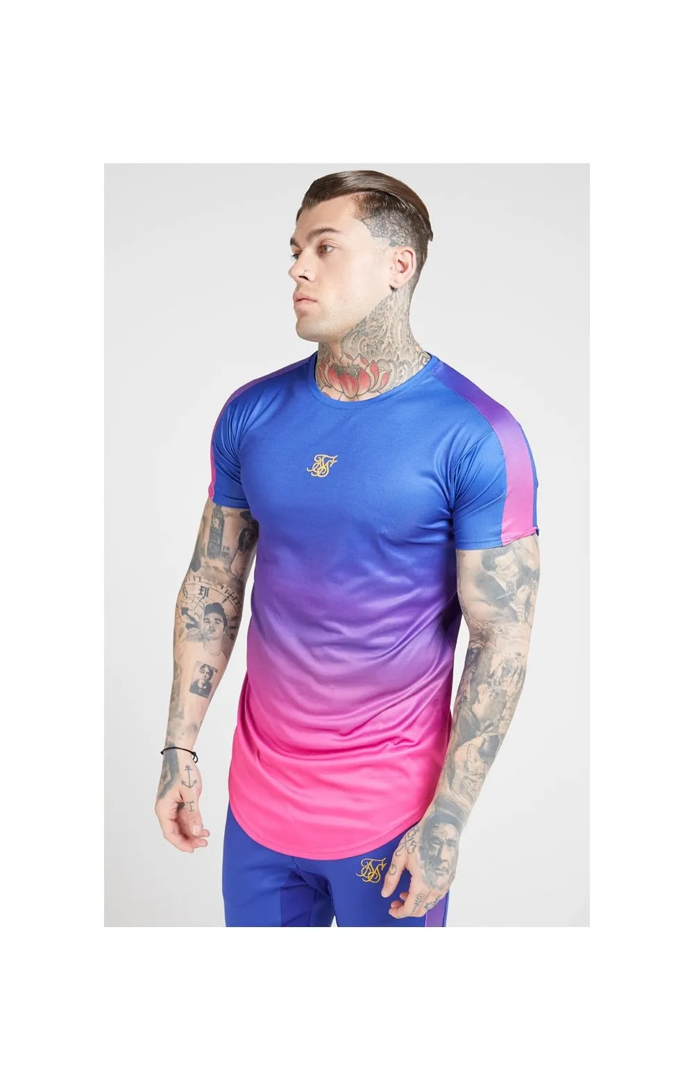 SikSilk S/S Marl Fade Panel Tech Tee – Neon Blue sold by Siksilk product image thumbnail 2