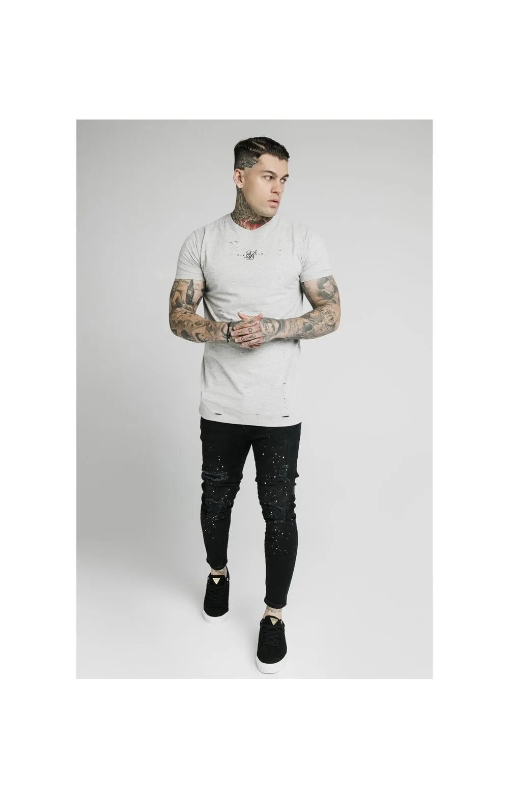 SikSilk S/S Distressed Box Tee - Grey Marl sold by Siksilk product image thumbnail 4