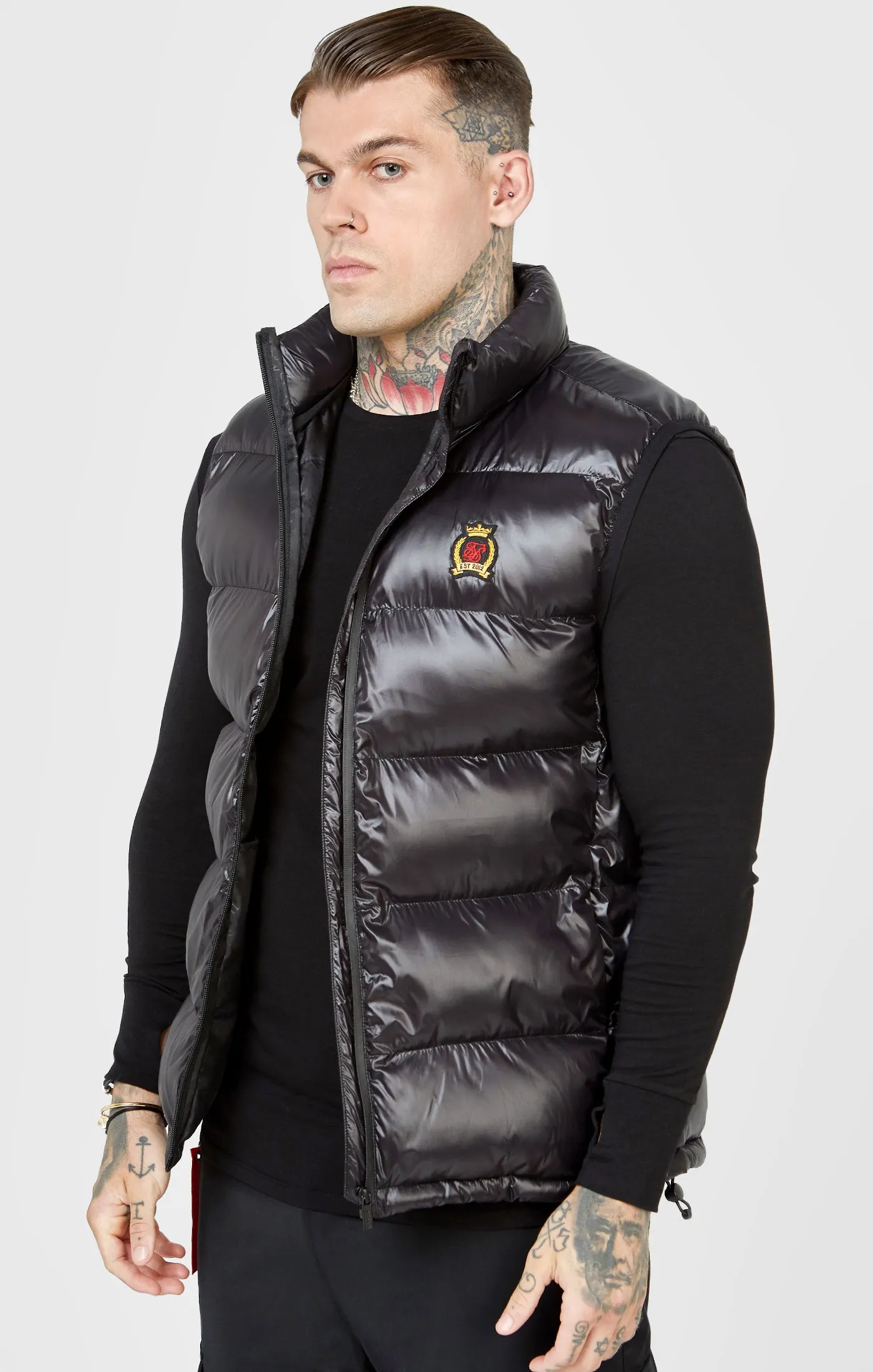 Black Bubble Gilet sold by Siksilk