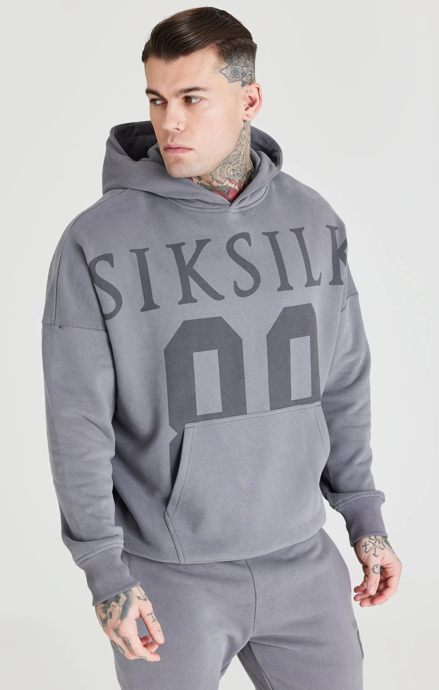 Grey Relaxed Fit Overhead Hoodie sold by Siksilk
