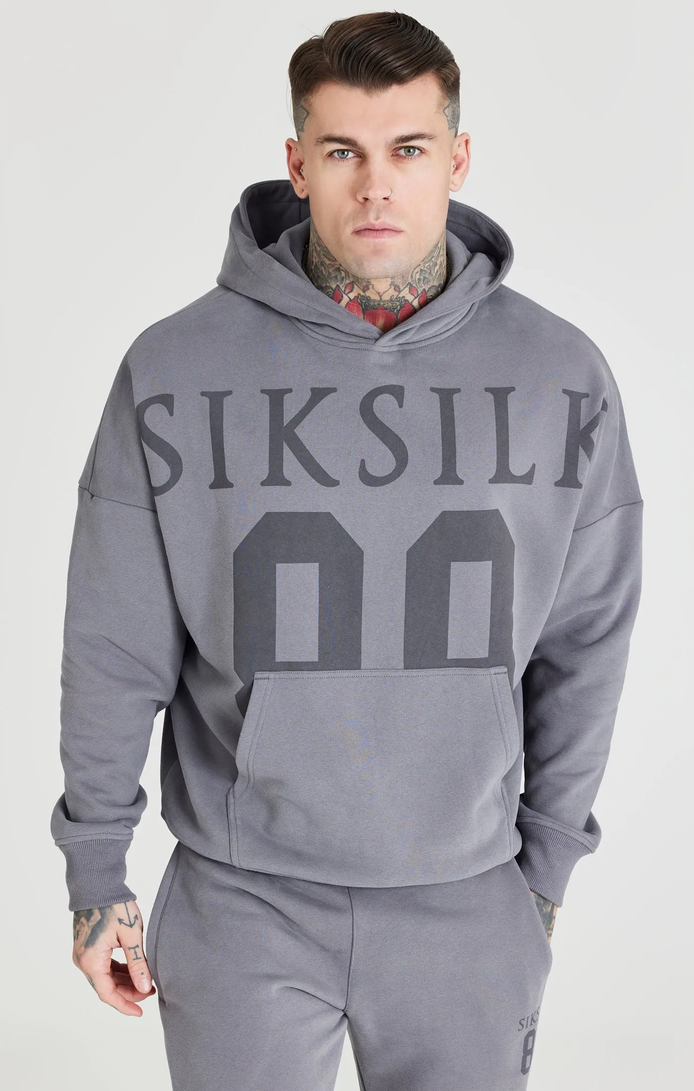 Grey Relaxed Fit Overhead Hoodie sold by Siksilk product image thumbnail 5