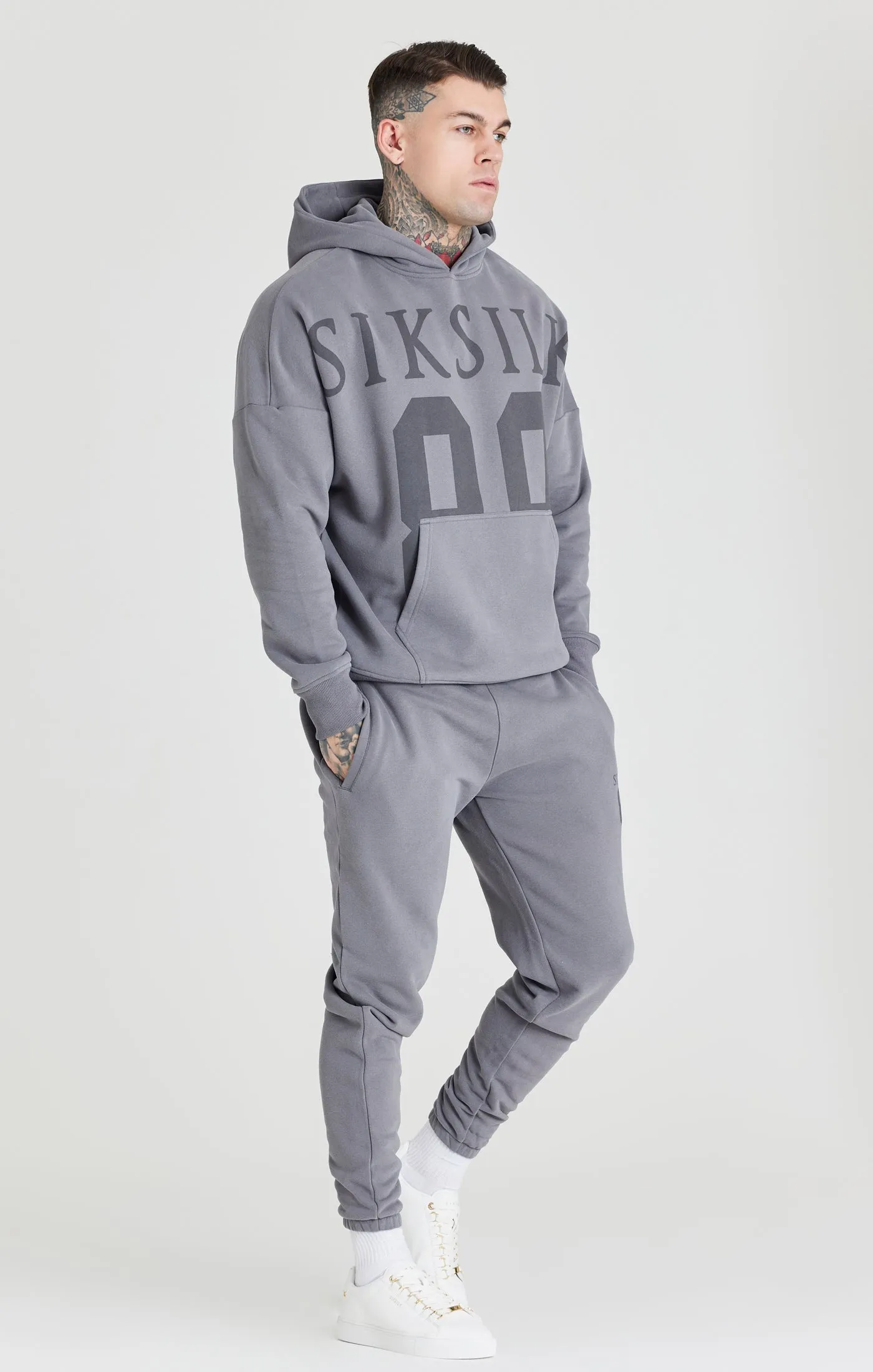 Grey Relaxed Fit Overhead Hoodie sold by Siksilk product image thumbnail 2