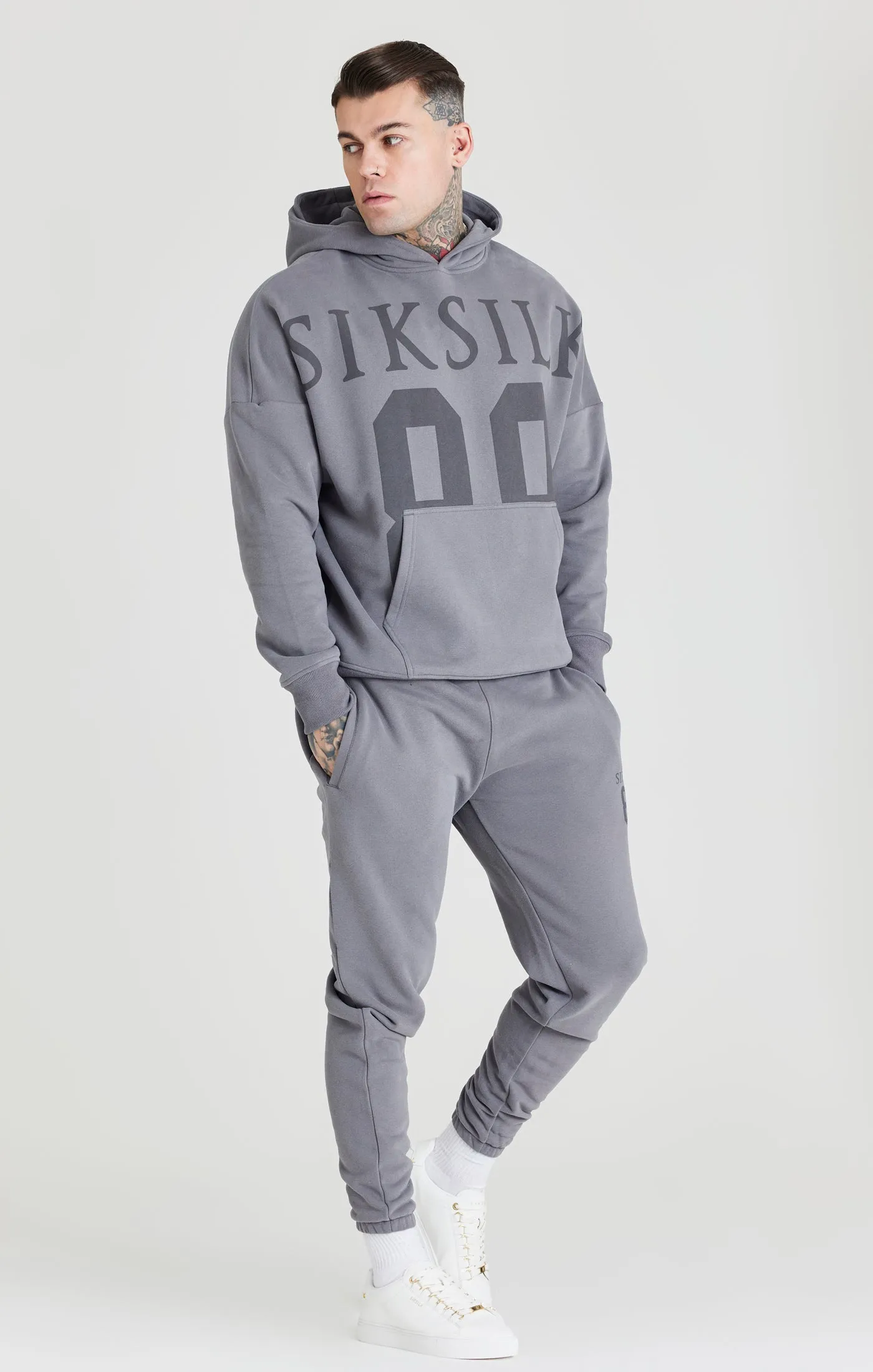 Grey Relaxed Fit Overhead Hoodie sold by Siksilk product image thumbnail 3