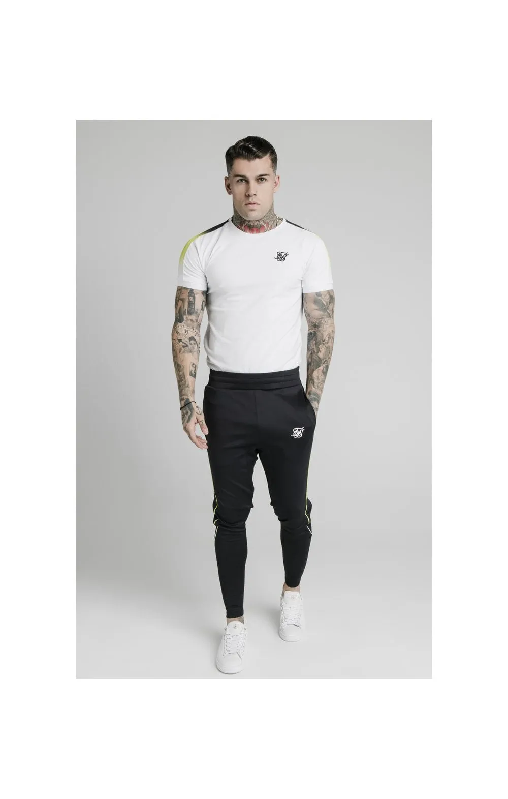 SikSilk S/S Fade Panel Tech Tee - White sold by Siksilk