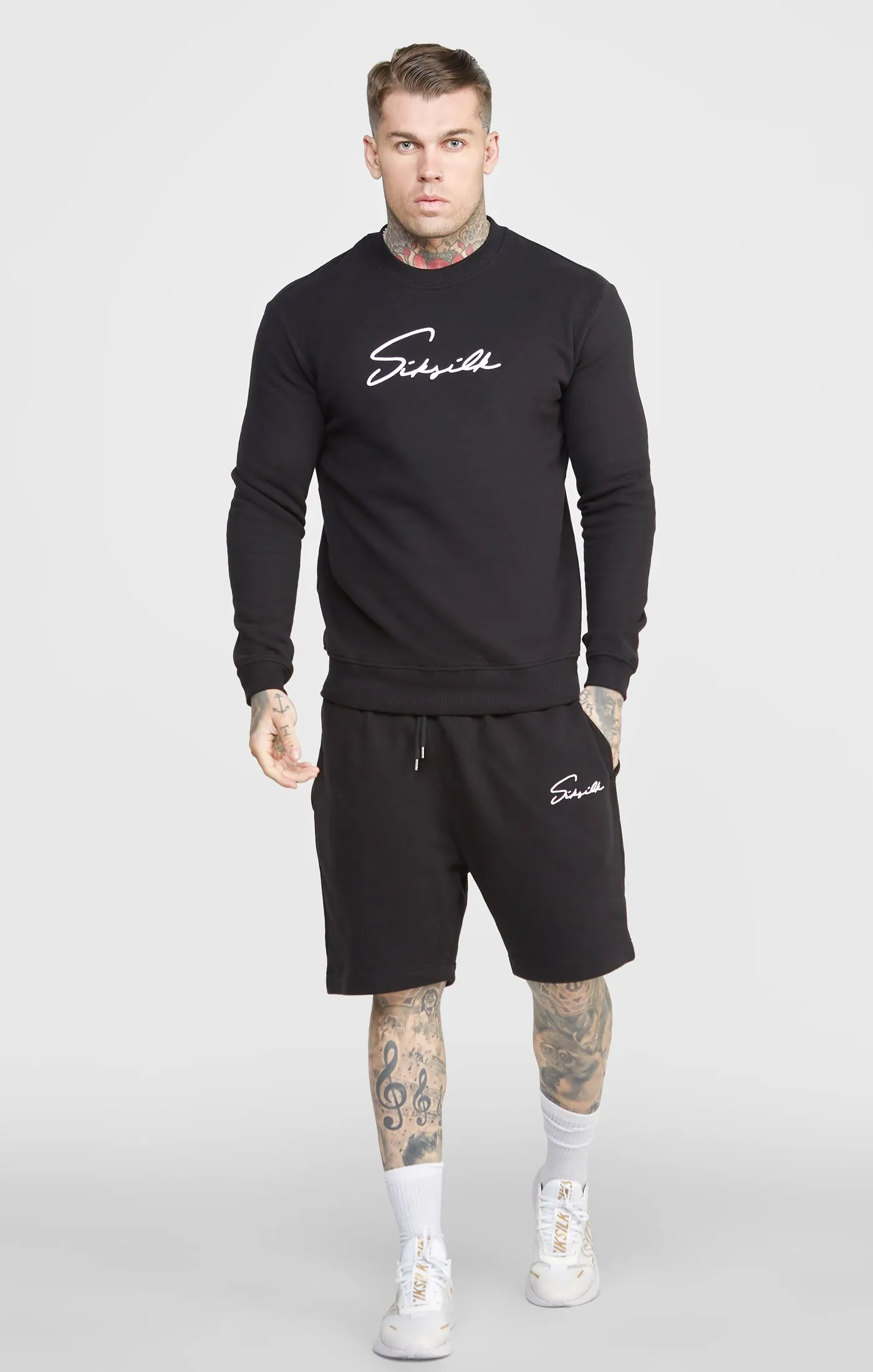 Black Script Embroidery Short sold by Siksilk product image thumbnail 3