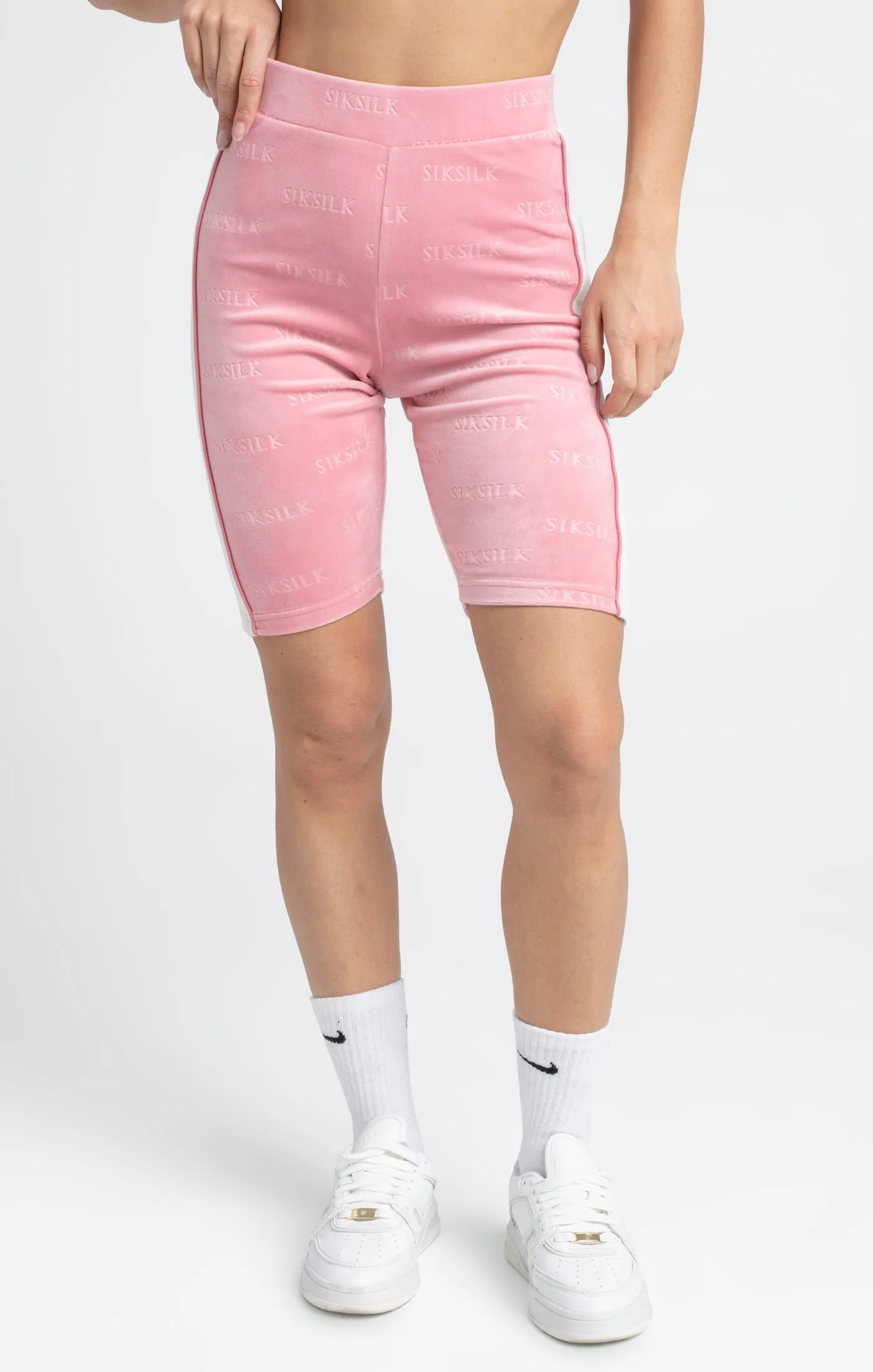 Pink Velour Embossed Cycle Short sold by Siksilk product image thumbnail 3
