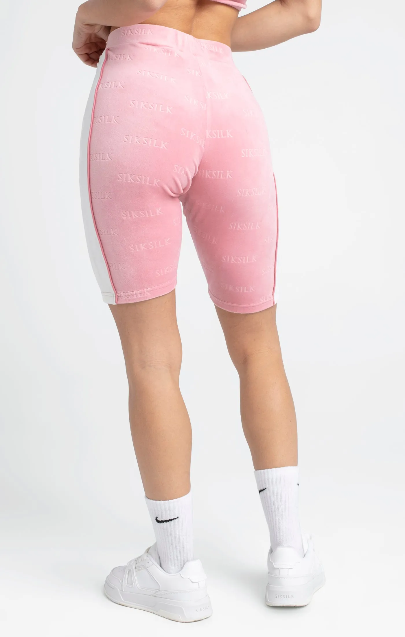 Pink Velour Embossed Cycle Short sold by Siksilk product image thumbnail 4