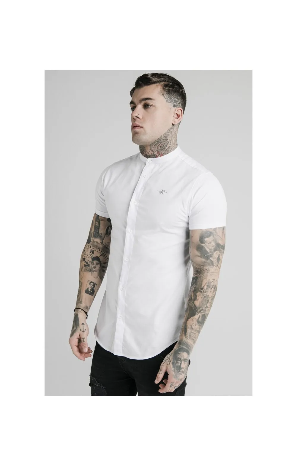 White Short Sleeve Standard Collar Shirt sold by Siksilk