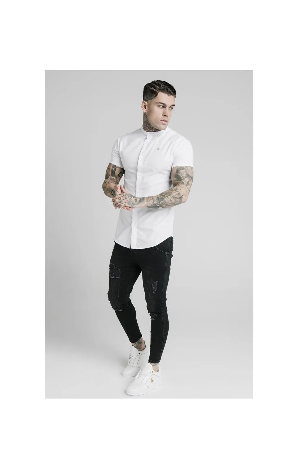 White Short Sleeve Standard Collar Shirt sold by Siksilk product image thumbnail 5