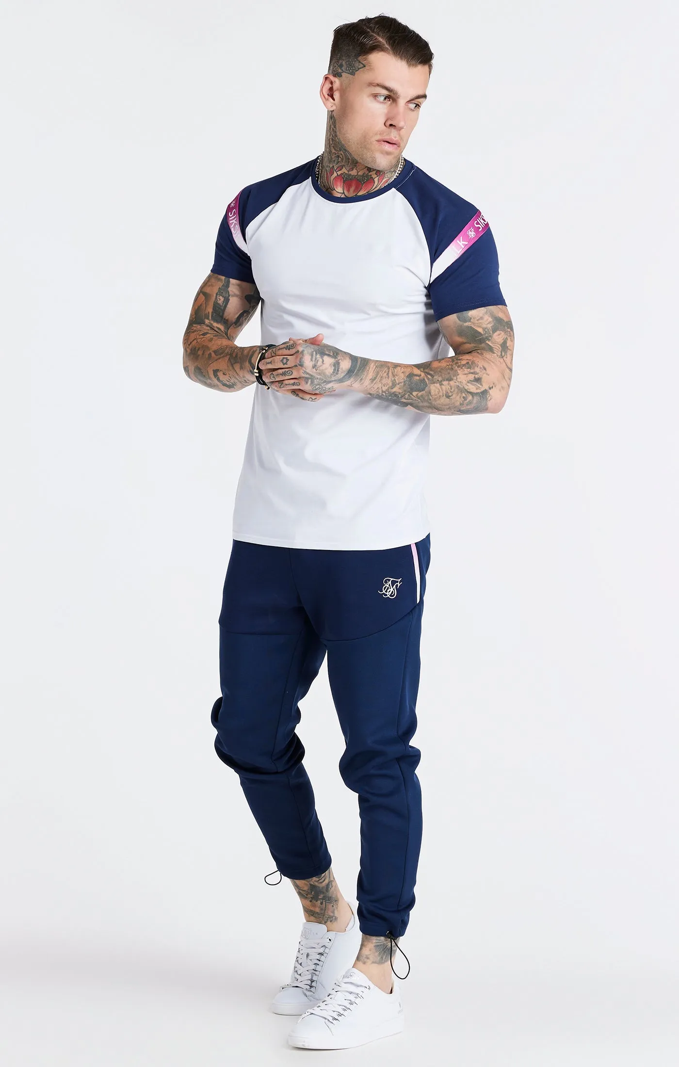 Navy Raglan Muscle Fit T-Shirt sold by Siksilk product image thumbnail 5