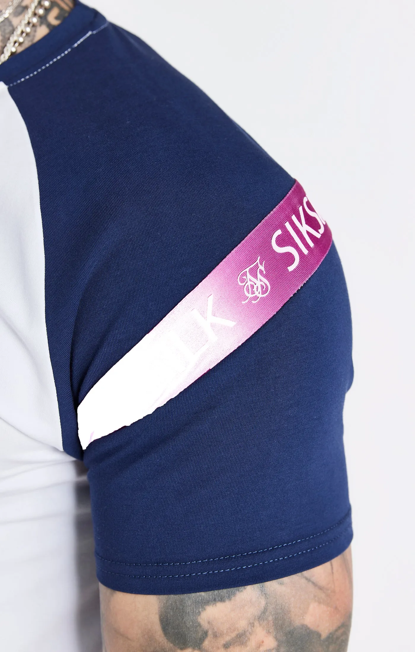 Navy Raglan Muscle Fit T-Shirt sold by Siksilk product image thumbnail 3