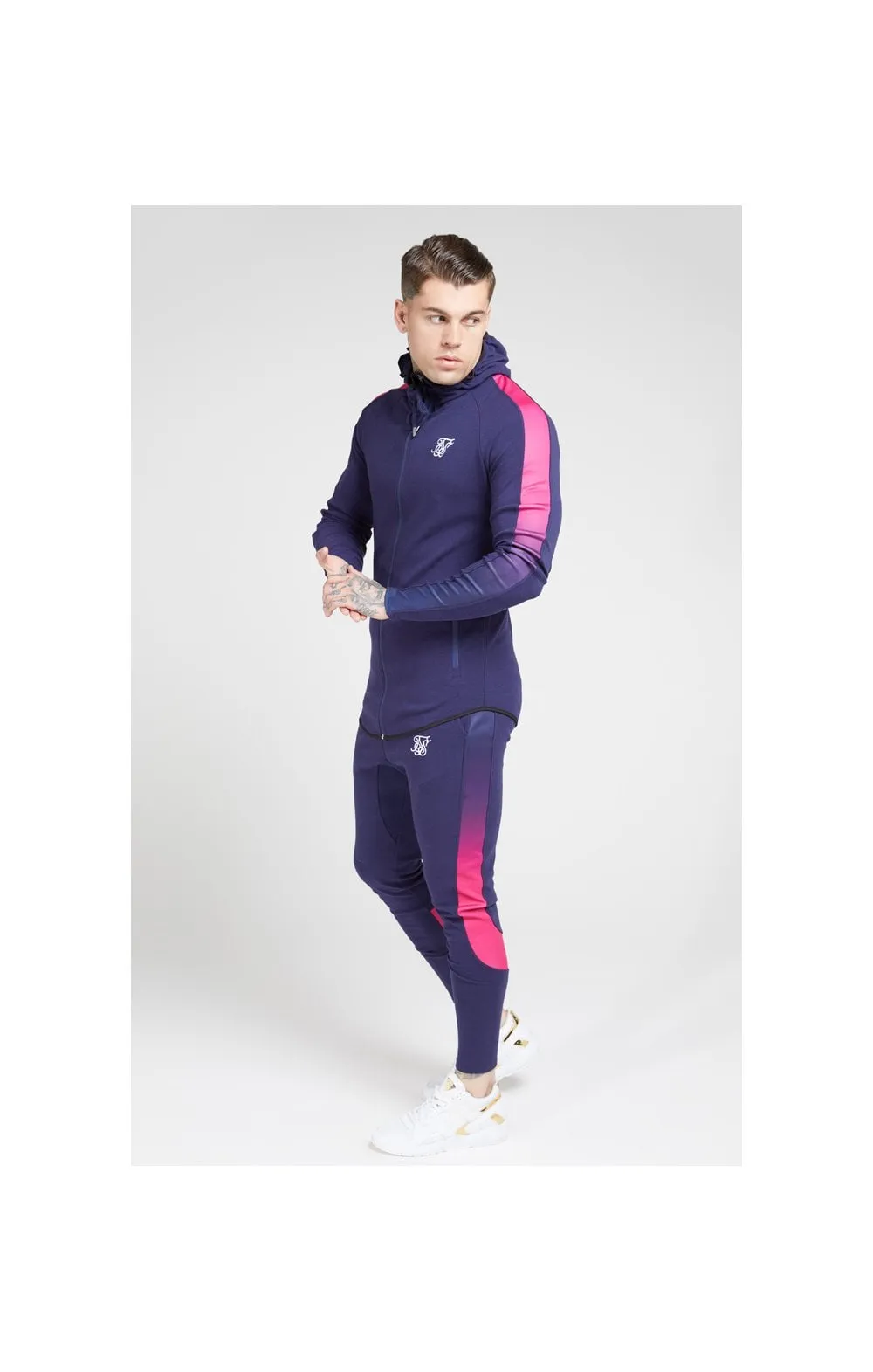 SikSilk Fade Panel Zip Through Hoodie – Navy & Neon Fade sold by Siksilk product image thumbnail 4