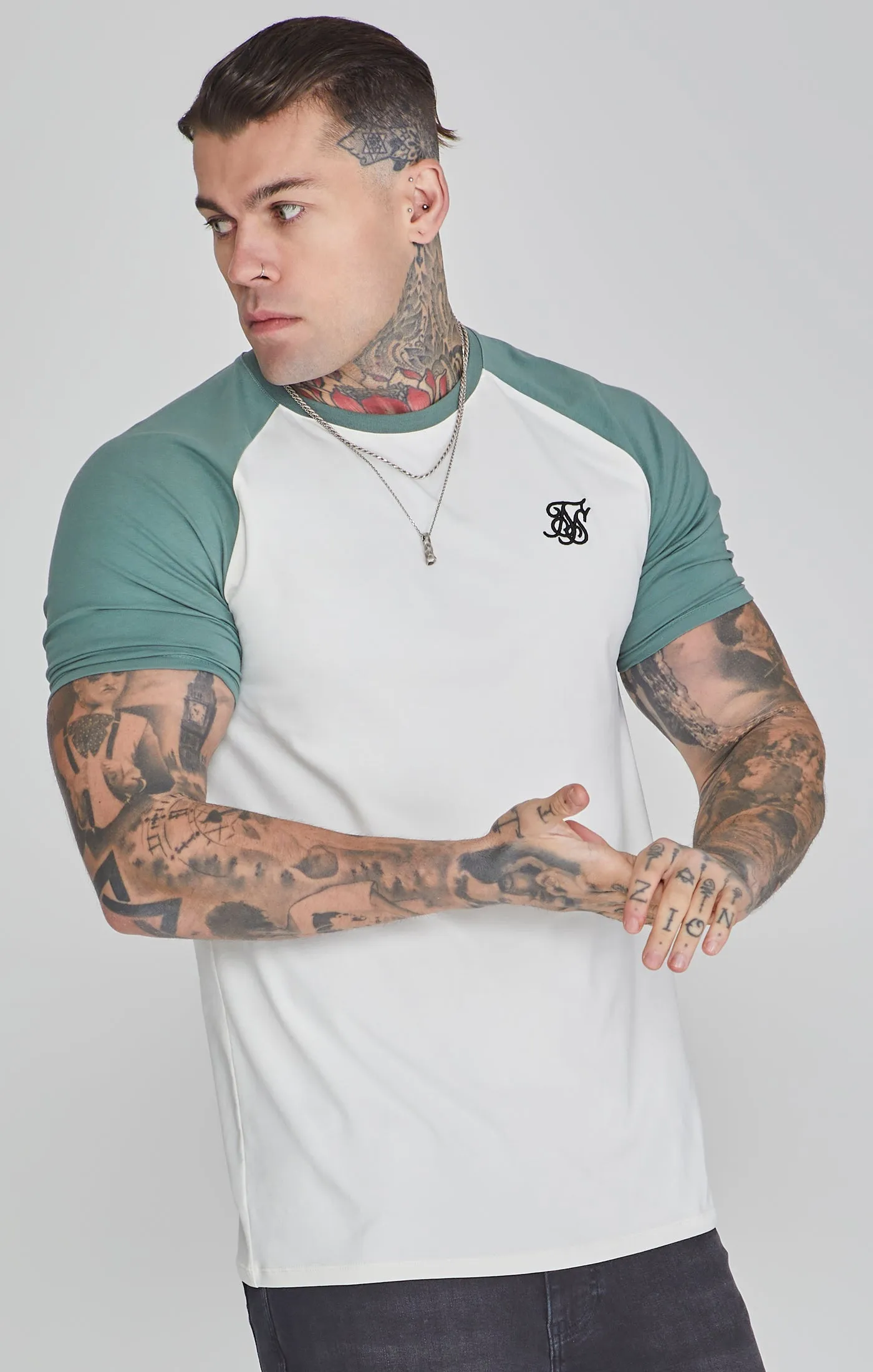 Ecru Green Raglan T-Shirt sold by Siksilk