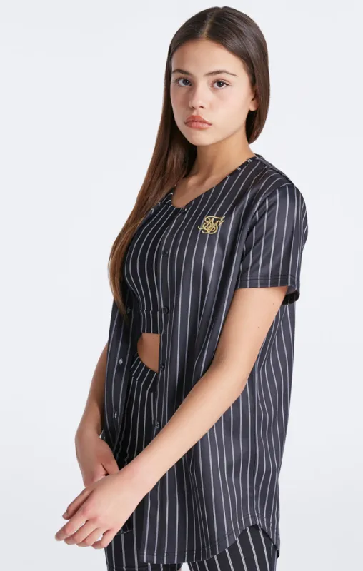 Girls Black Baseball Stripe Jersey sold by Siksilk