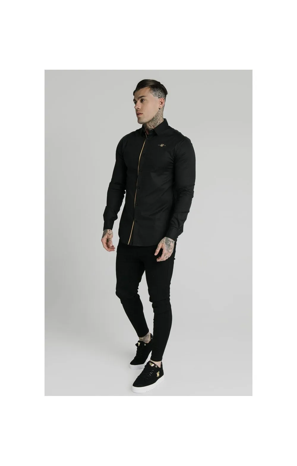 SikSilk L/S Fade Piping Shirt - Black & Gold sold by Siksilk product image thumbnail 4