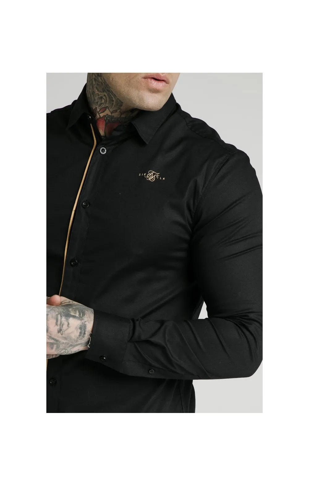 SikSilk L/S Fade Piping Shirt - Black & Gold sold by Siksilk product image thumbnail 2