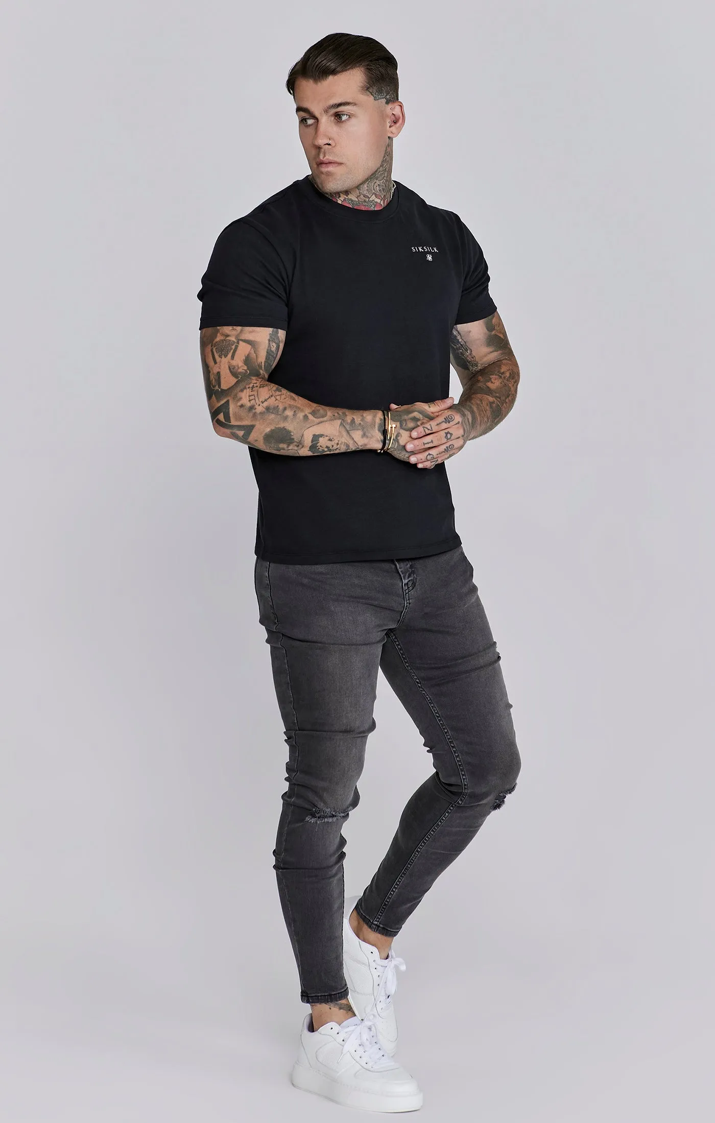 Grey Distressed Skinny Jeans sold by Siksilk product image thumbnail 4