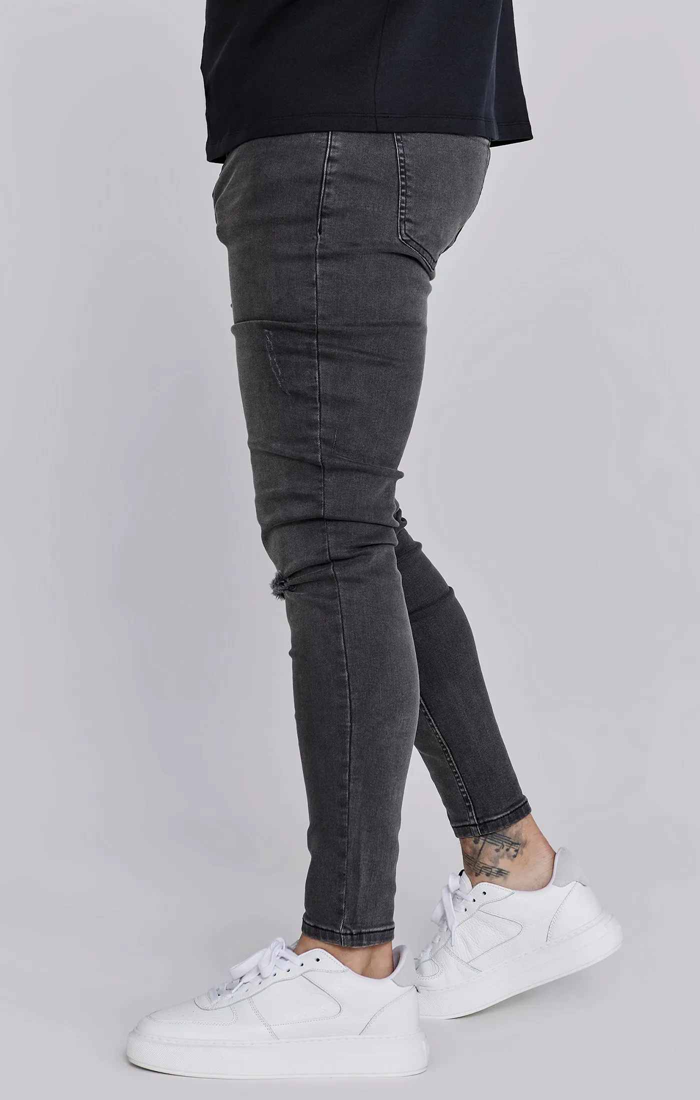 Grey Distressed Skinny Jeans sold by Siksilk product image thumbnail 3