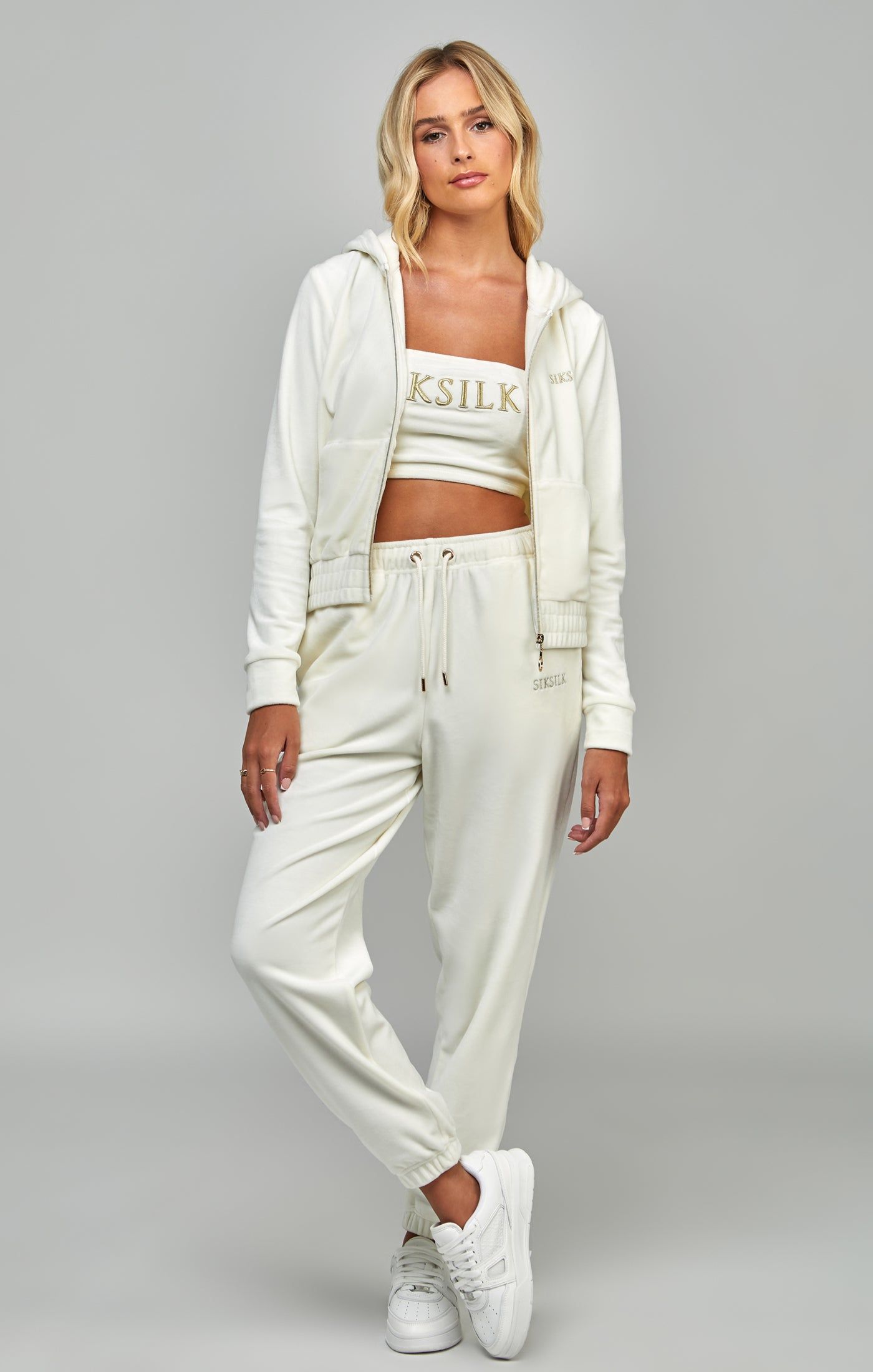 Ecru Velour Track Top sold by Siksilk product image thumbnail 6