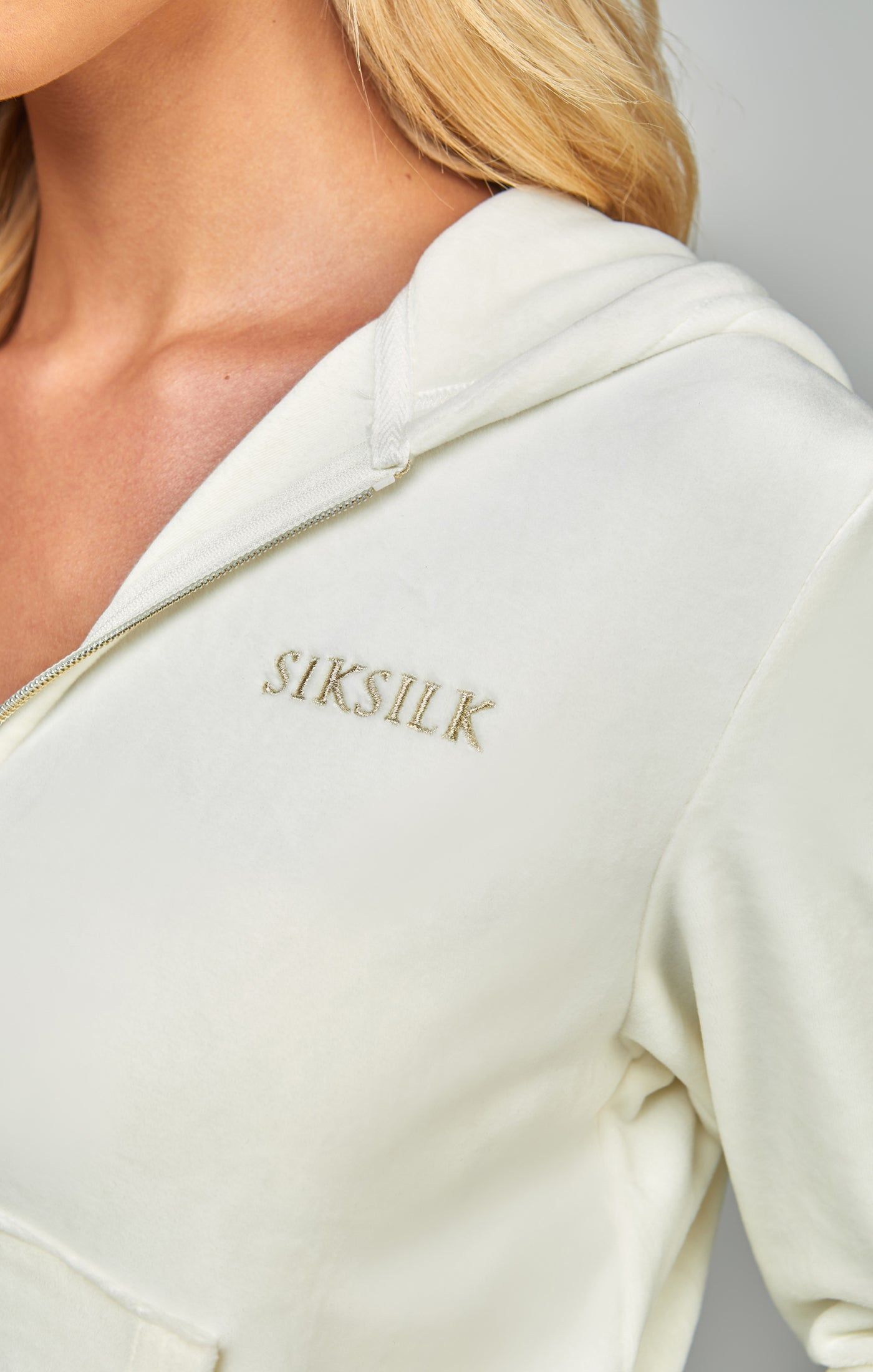 Ecru Velour Track Top sold by Siksilk product image thumbnail 3
